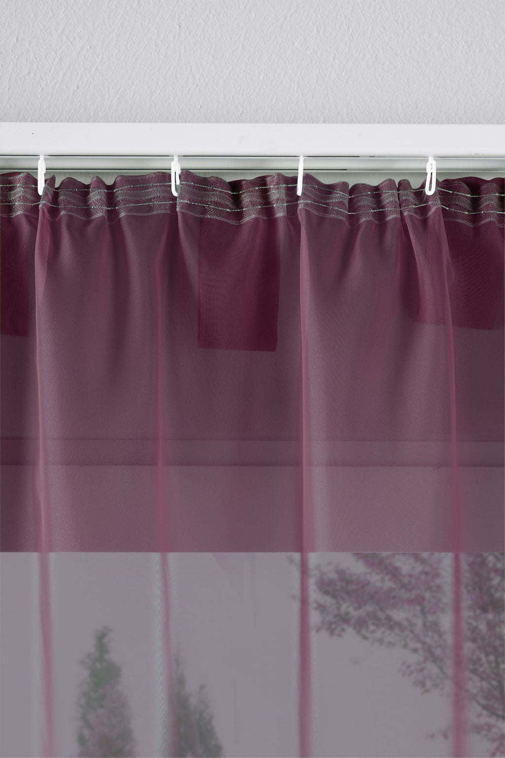2er-Pack Gardinen Transparent Vorhang Set Wohnzimmer Voile Schlaufenschal mit Bleibandabschluß 61000CN