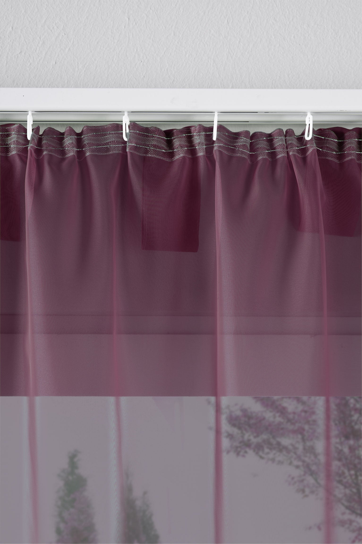 2er-Pack Gardinen Transparent Vorhang Set Wohnzimmer Voile Schlaufenschal mit Bleibandabschluß 61000CN
