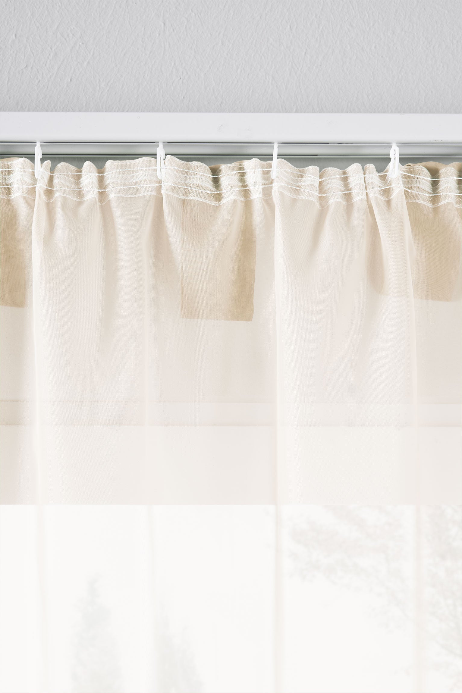 2er-Pack Gardinen Transparent Vorhang Set Wohnzimmer Voile Schlaufenschal mit Bleibandabschluß 61000CN