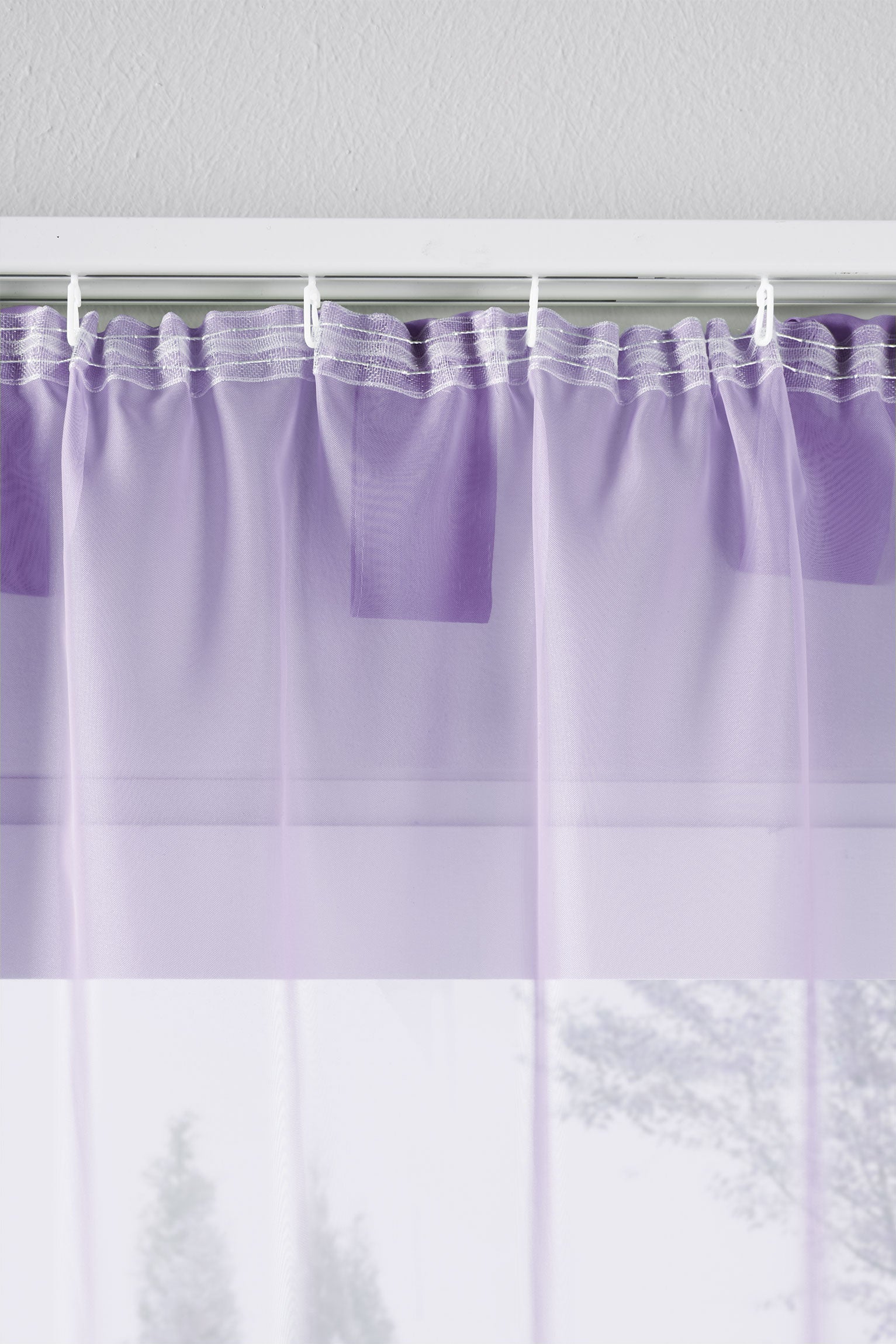 2er-Pack Gardinen Transparent Vorhang Set Wohnzimmer Voile Schlaufenschal mit Bleibandabschluß 61000CN
