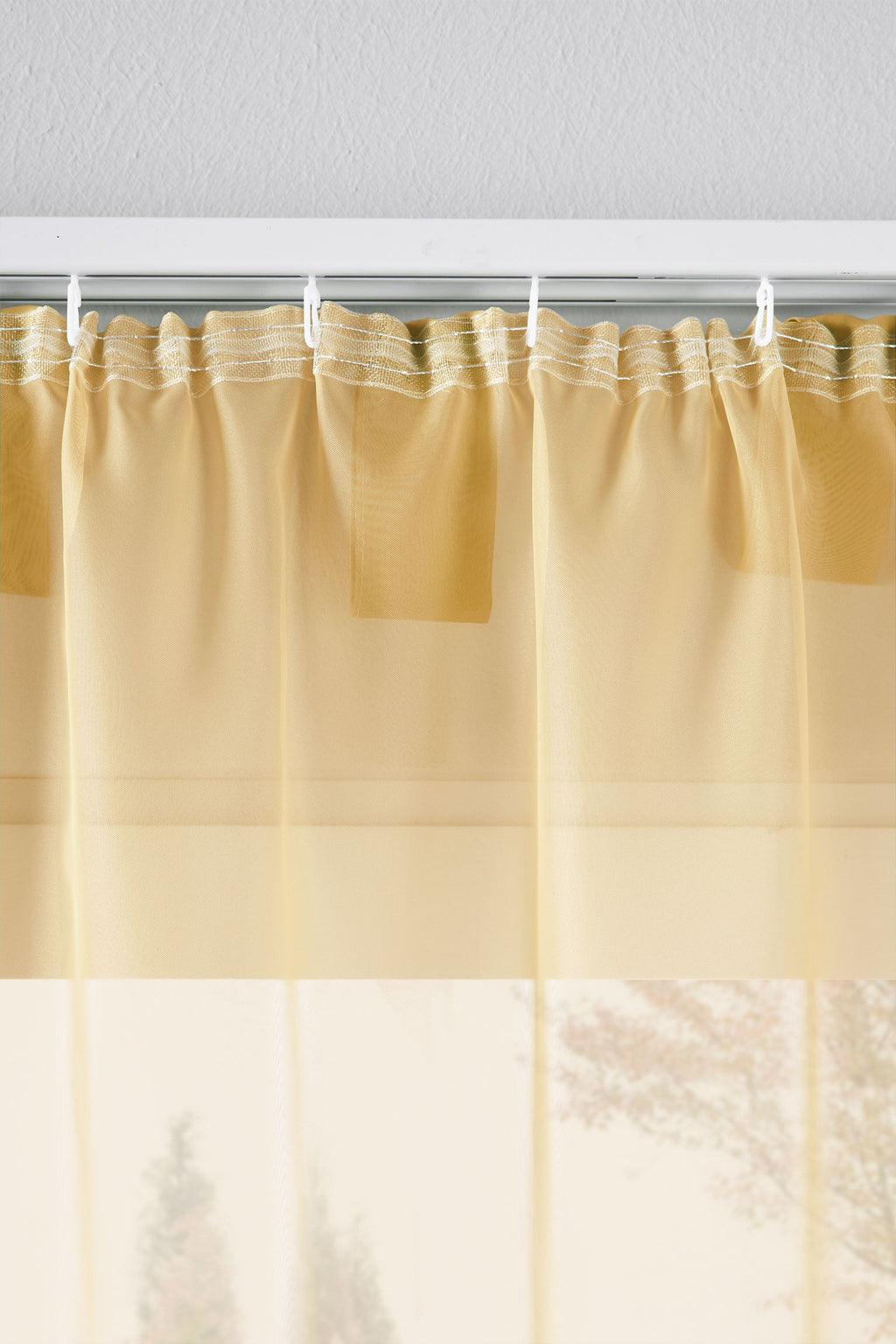 2er-Pack Gardinen Transparent Vorhang Set Wohnzimmer Voile Schlaufenschal mit Bleibandabschluß 61000CN