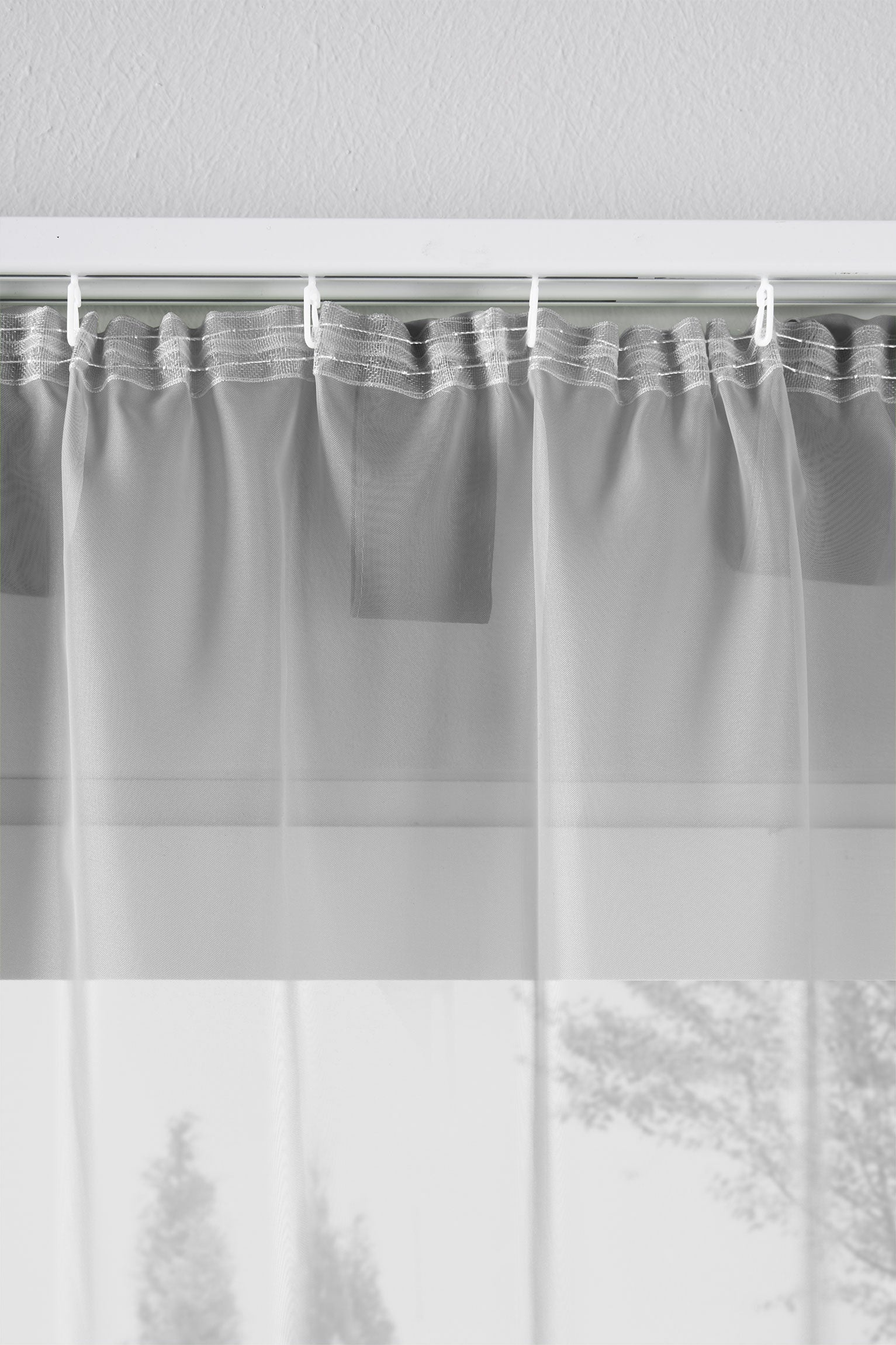 2er-Pack Gardinen Transparent Vorhang Set Wohnzimmer Voile Schlaufenschal mit Bleibandabschluß 61000CN