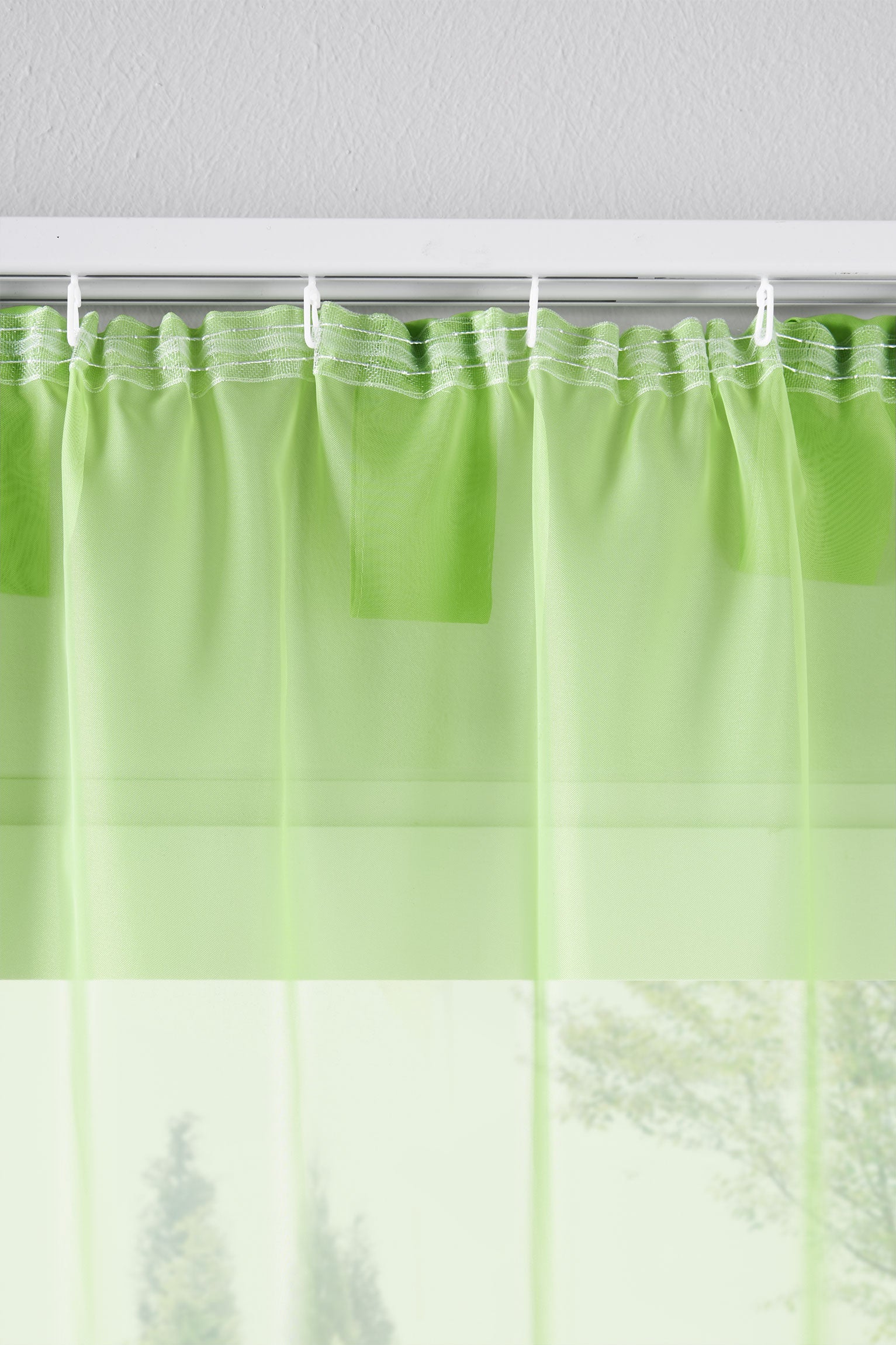 2er-Pack Gardinen Transparent Vorhang Set Wohnzimmer Voile Schlaufenschal mit Bleibandabschluß 61000CN