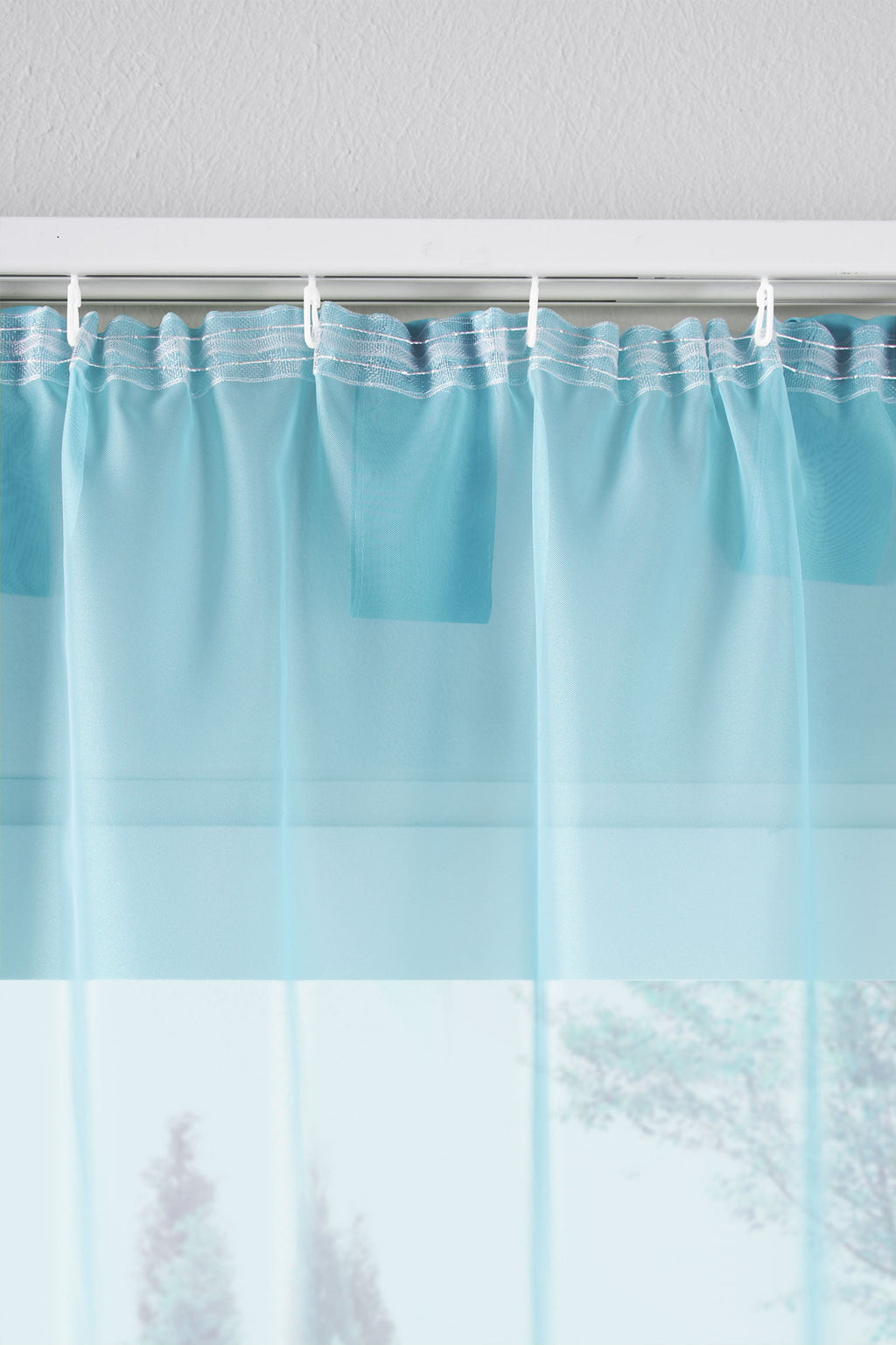 2er-Pack Gardinen Transparent Vorhang Set Wohnzimmer Voile Schlaufenschal mit Bleibandabschluß 61000CN