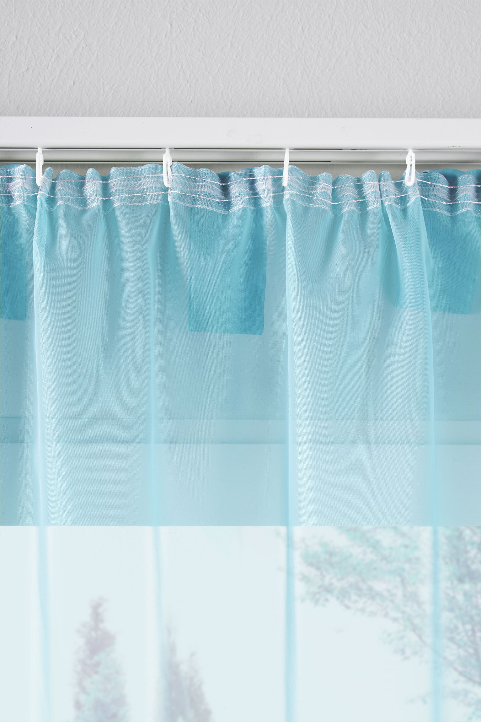 2er-Pack Gardinen Transparent Vorhang Set Wohnzimmer Voile Schlaufenschal mit Bleibandabschluß 61000CN