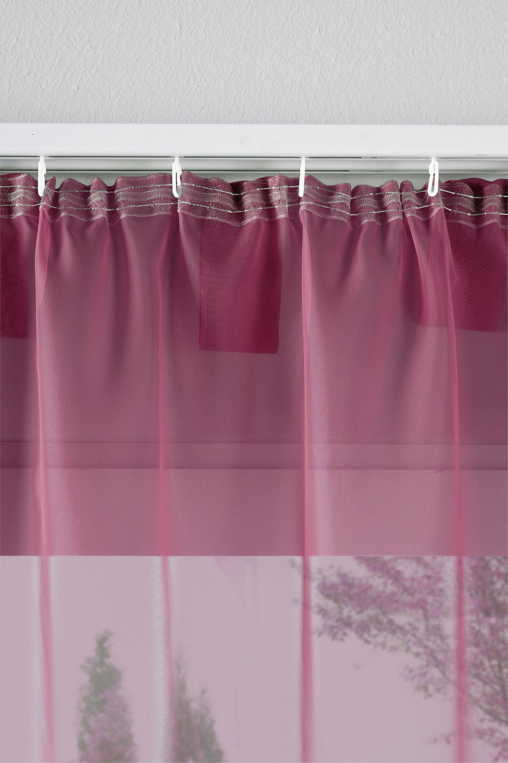 2er-Pack Gardinen Transparent Vorhang Set Wohnzimmer Voile Schlaufenschal mit Bleibandabschluß 61000CN
