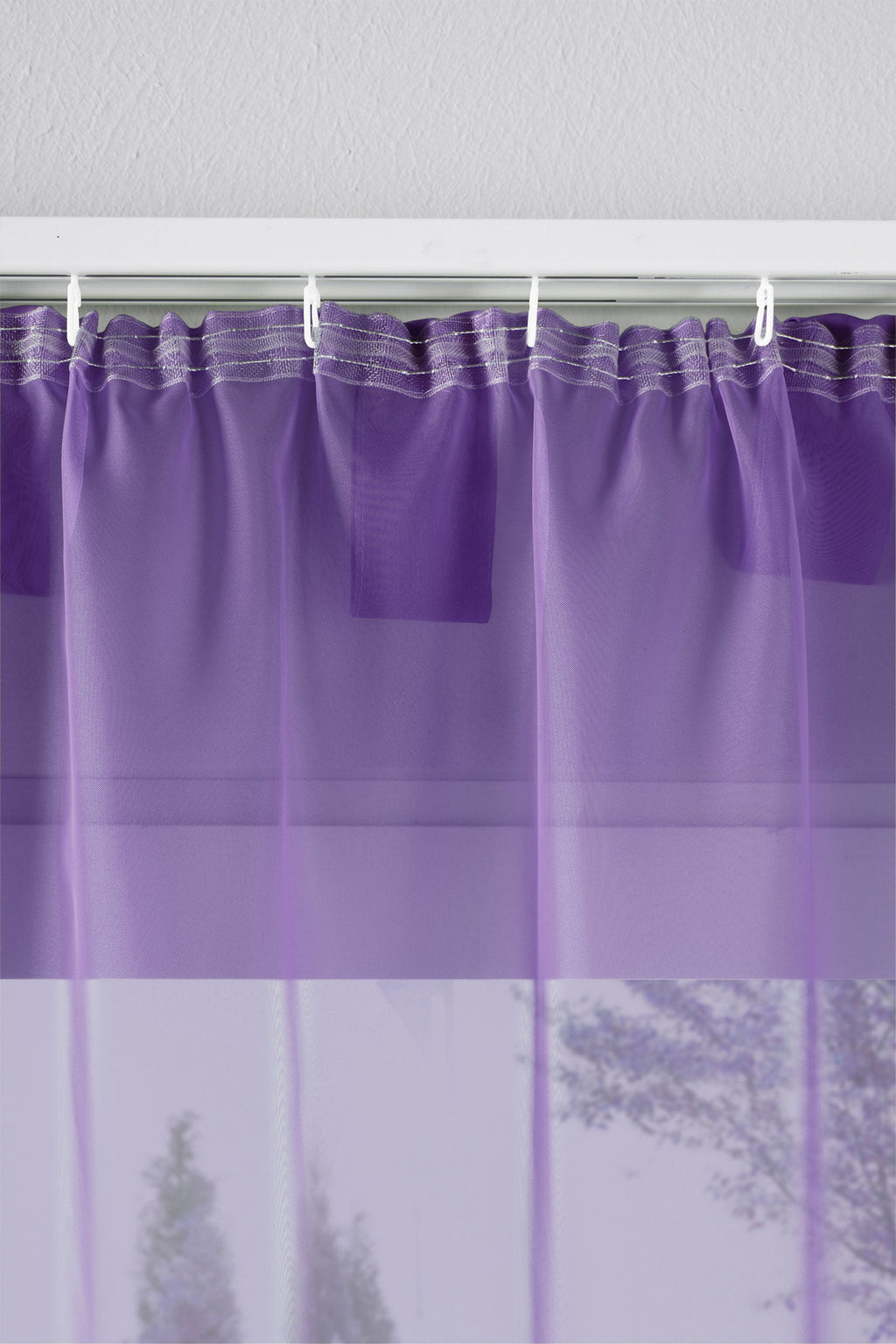 2er-Pack Gardinen Transparent Vorhang Set Wohnzimmer Voile Schlaufenschal mit Bleibandabschluß 61000CN