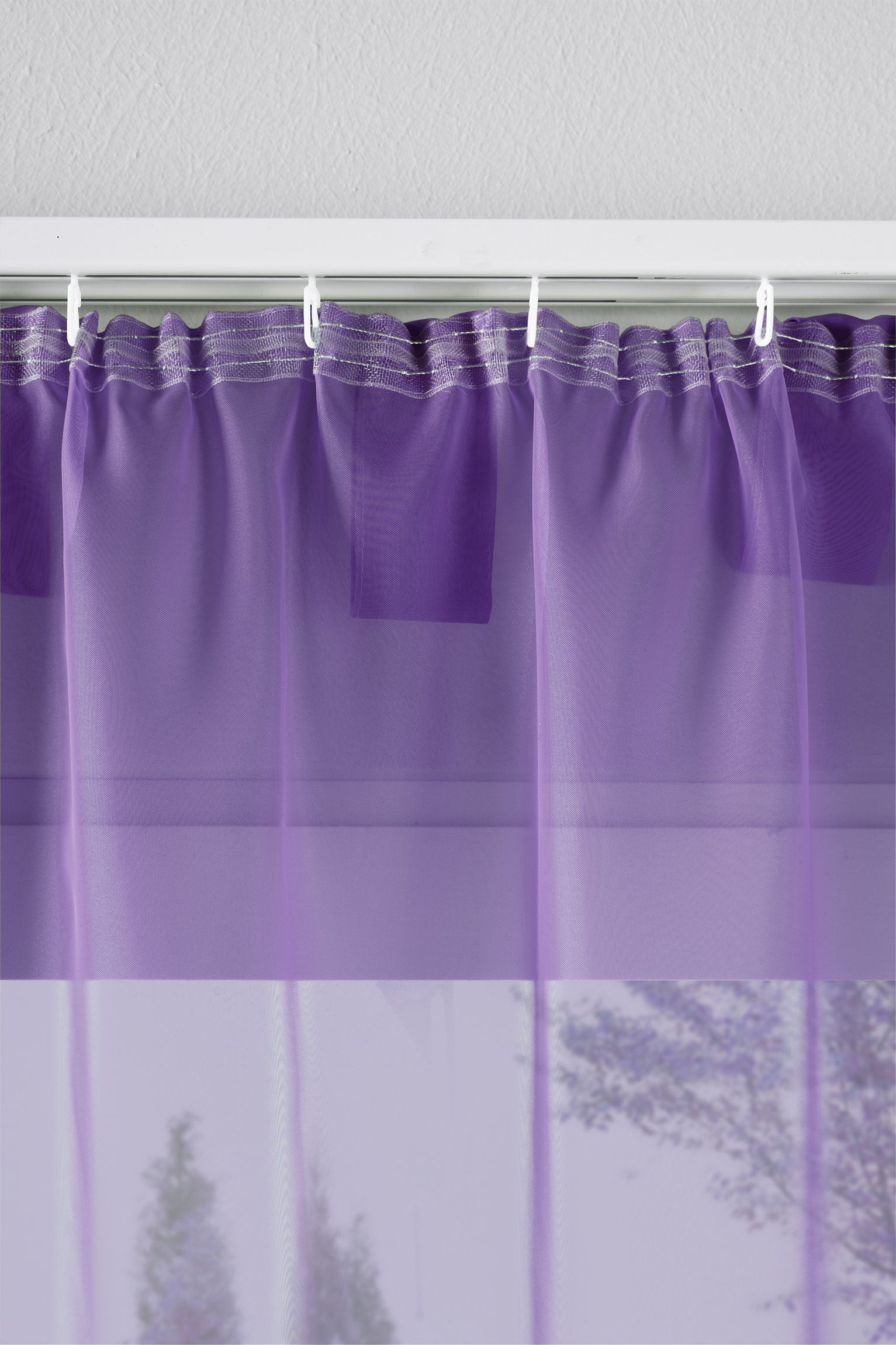 2er-Pack Gardinen Transparent Vorhang Set Wohnzimmer Voile Schlaufenschal mit Bleibandabschluß 61000CN