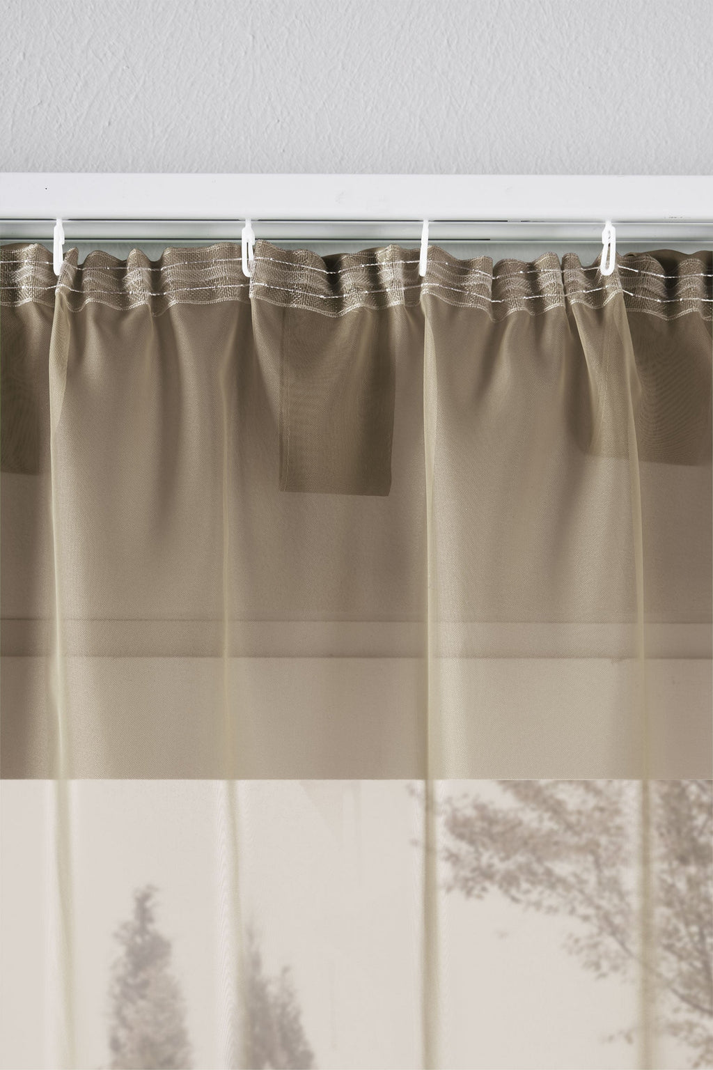 2er-Pack Gardinen Transparent Vorhang Set Wohnzimmer Voile Schlaufenschal mit Bleibandabschluß 61000CN