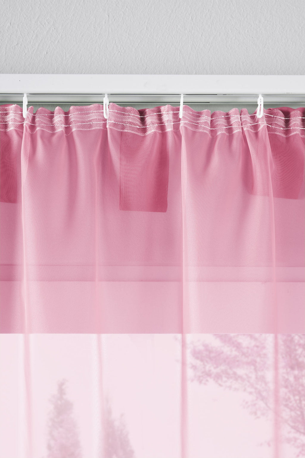 2er-Pack Gardinen Transparent Vorhang Set Wohnzimmer Voile Schlaufenschal mit Bleibandabschluß 61000CN