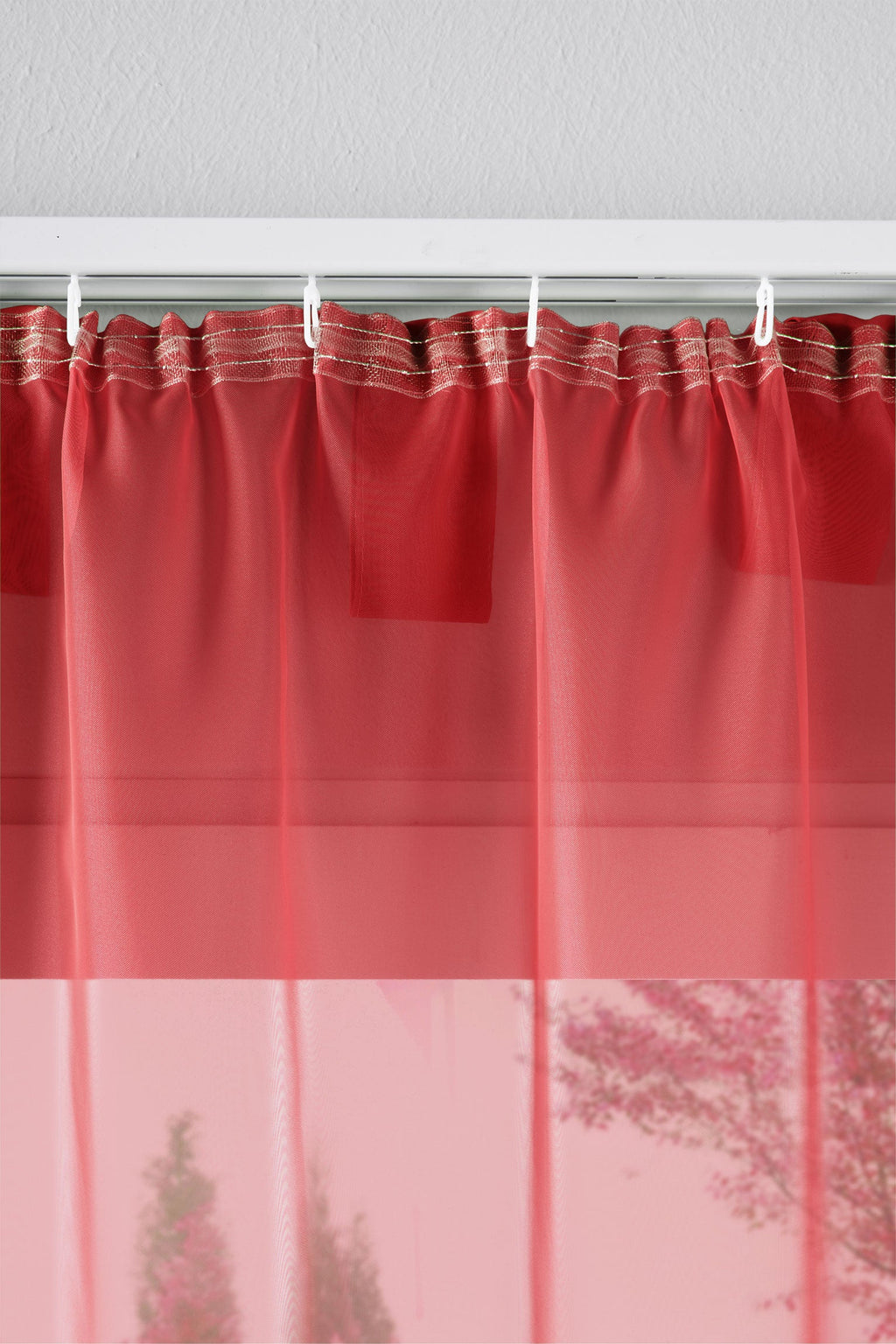2er-Pack Gardinen Transparent Vorhang Set Wohnzimmer Voile Schlaufenschal mit Bleibandabschluß 61000CN