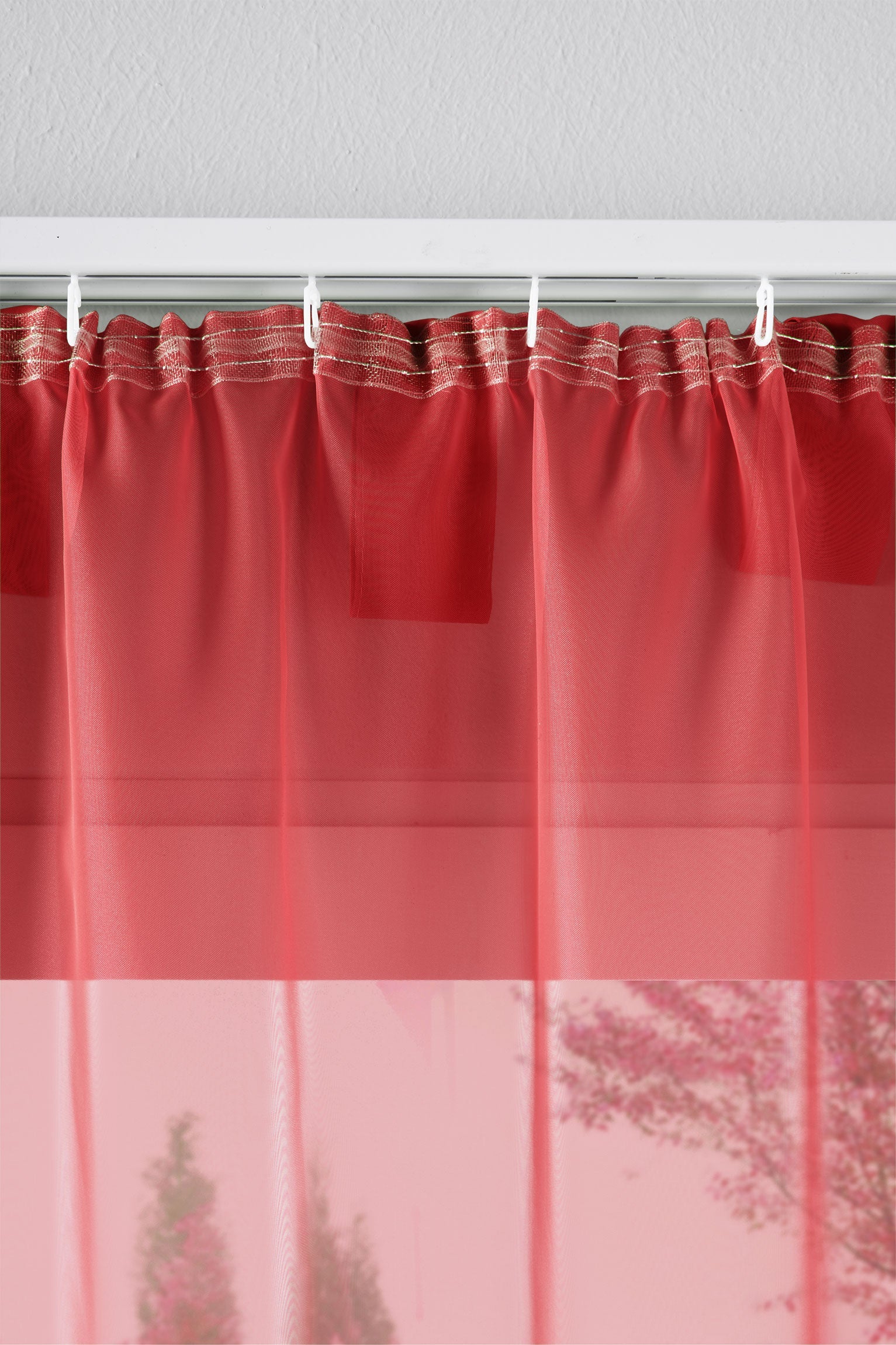 2er-Pack Gardinen Transparent Vorhang Set Wohnzimmer Voile Schlaufenschal mit Bleibandabschluß 61000CN