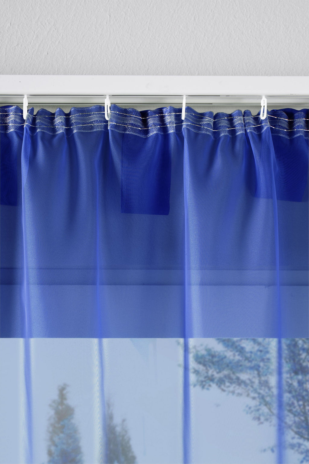 2er-Pack Gardinen Transparent Vorhang Set Wohnzimmer Voile Schlaufenschal mit Bleibandabschluß 61000CN