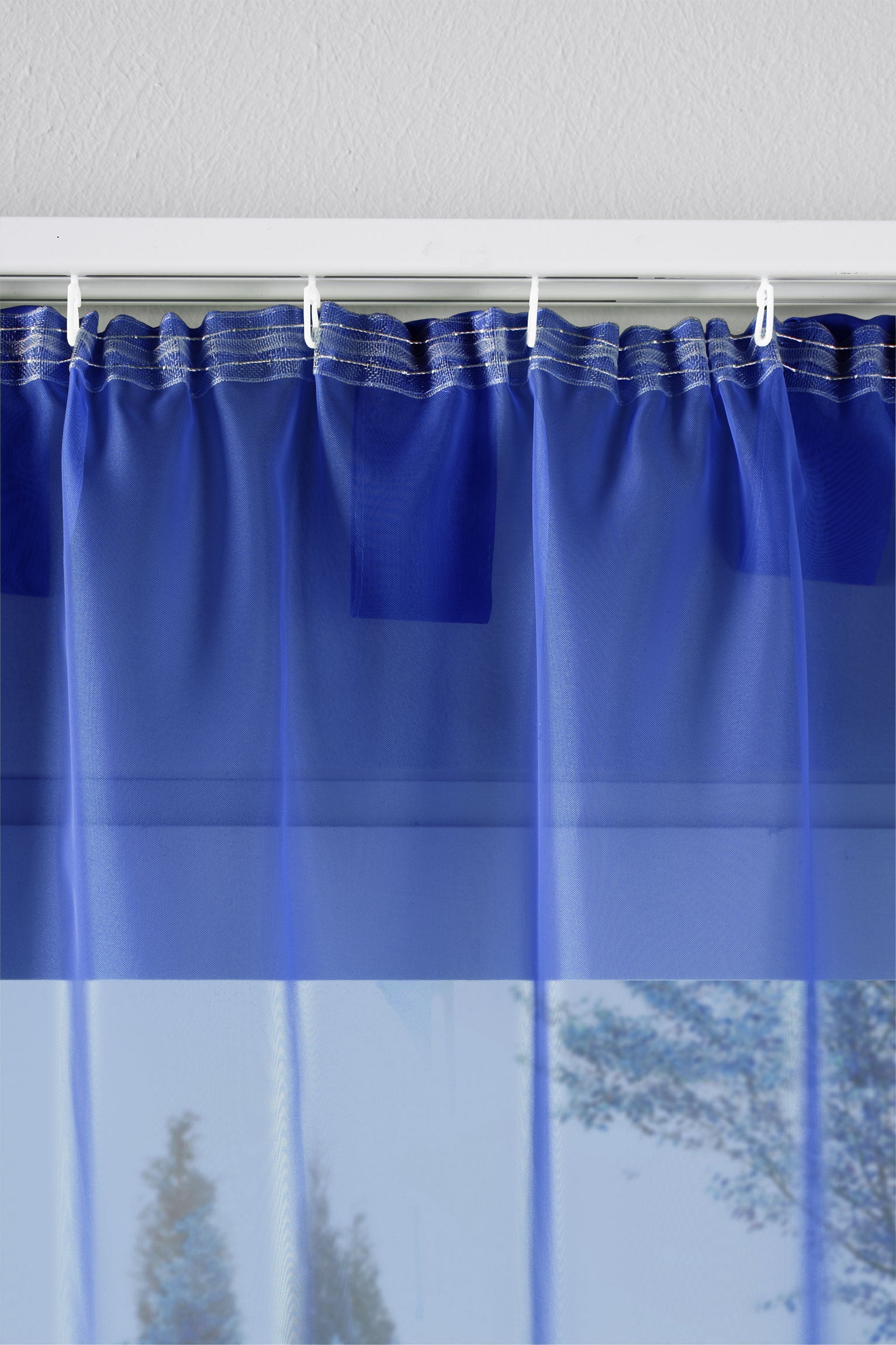 2er-Pack Gardinen Transparent Vorhang Set Wohnzimmer Voile Schlaufenschal mit Bleibandabschluß 61000CN