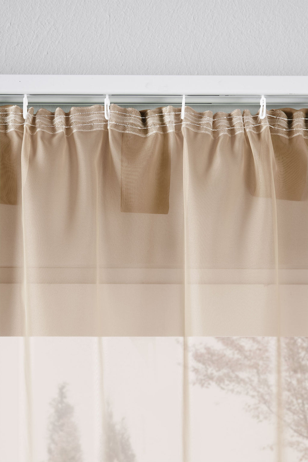 2er-Pack Gardinen Transparent Vorhang Set Wohnzimmer Voile Schlaufenschal mit Bleibandabschluß 61000CN