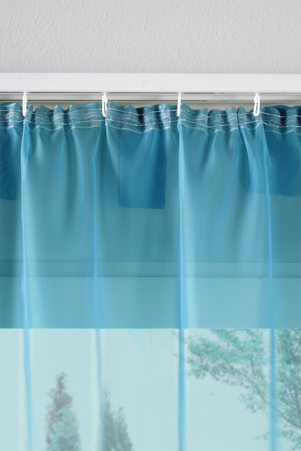2er-Pack Gardinen Transparent Vorhang Set Wohnzimmer Voile Schlaufenschal mit Bleibandabschluß 61000CN