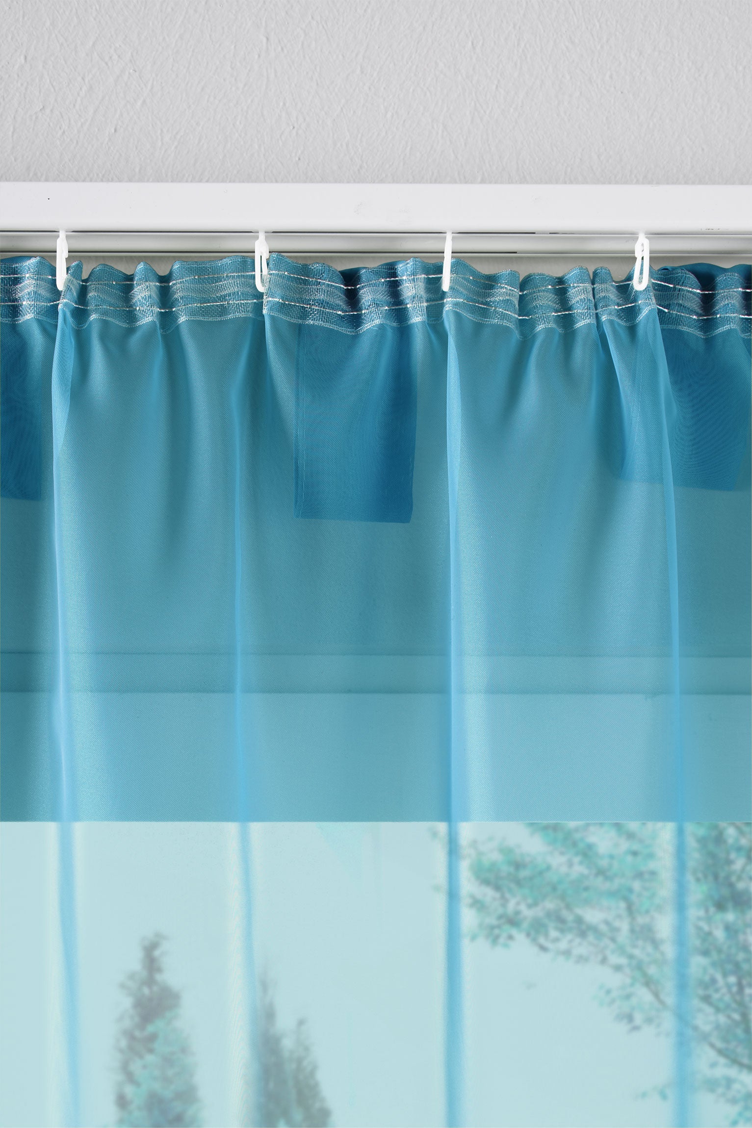 2er-Pack Gardinen Transparent Vorhang Set Wohnzimmer Voile Schlaufenschal mit Bleibandabschluß 61000CN