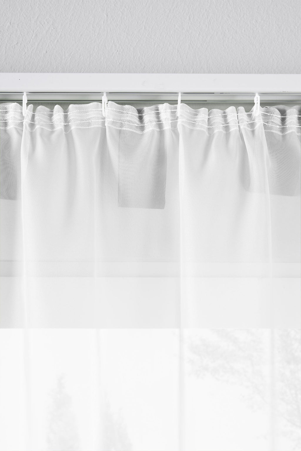 2er-Pack Gardinen Transparent Vorhang Set Wohnzimmer Voile Schlaufenschal mit Bleibandabschluß 61000CN