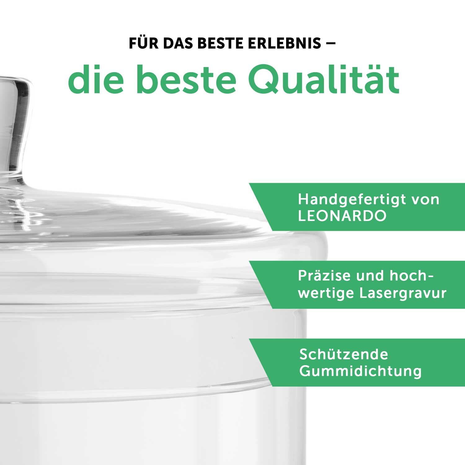 Leonardo Keksglas mit Gravur