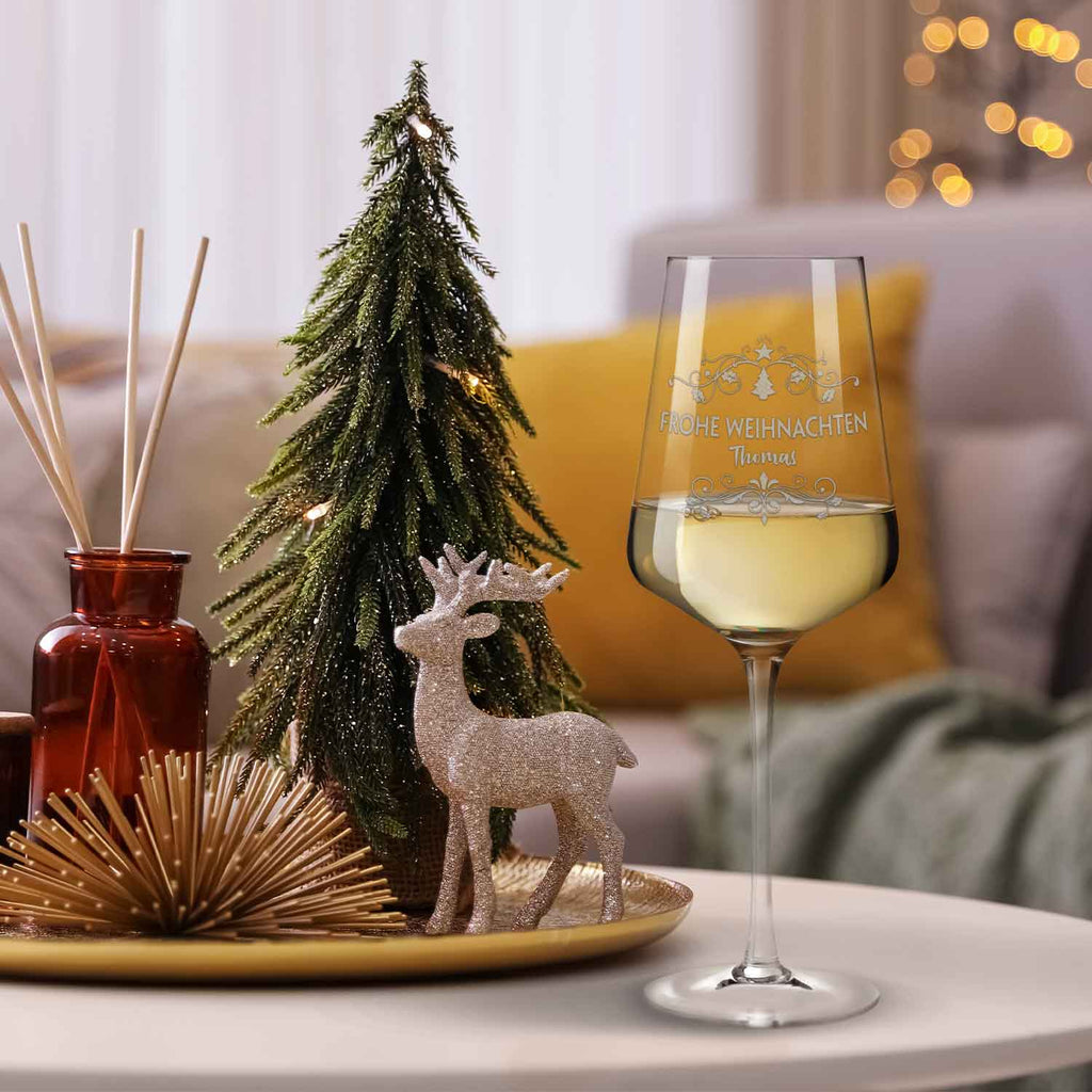 Leonardo Weinglas mit Gravur "Frohe Weihnachten Vintage Swirls"