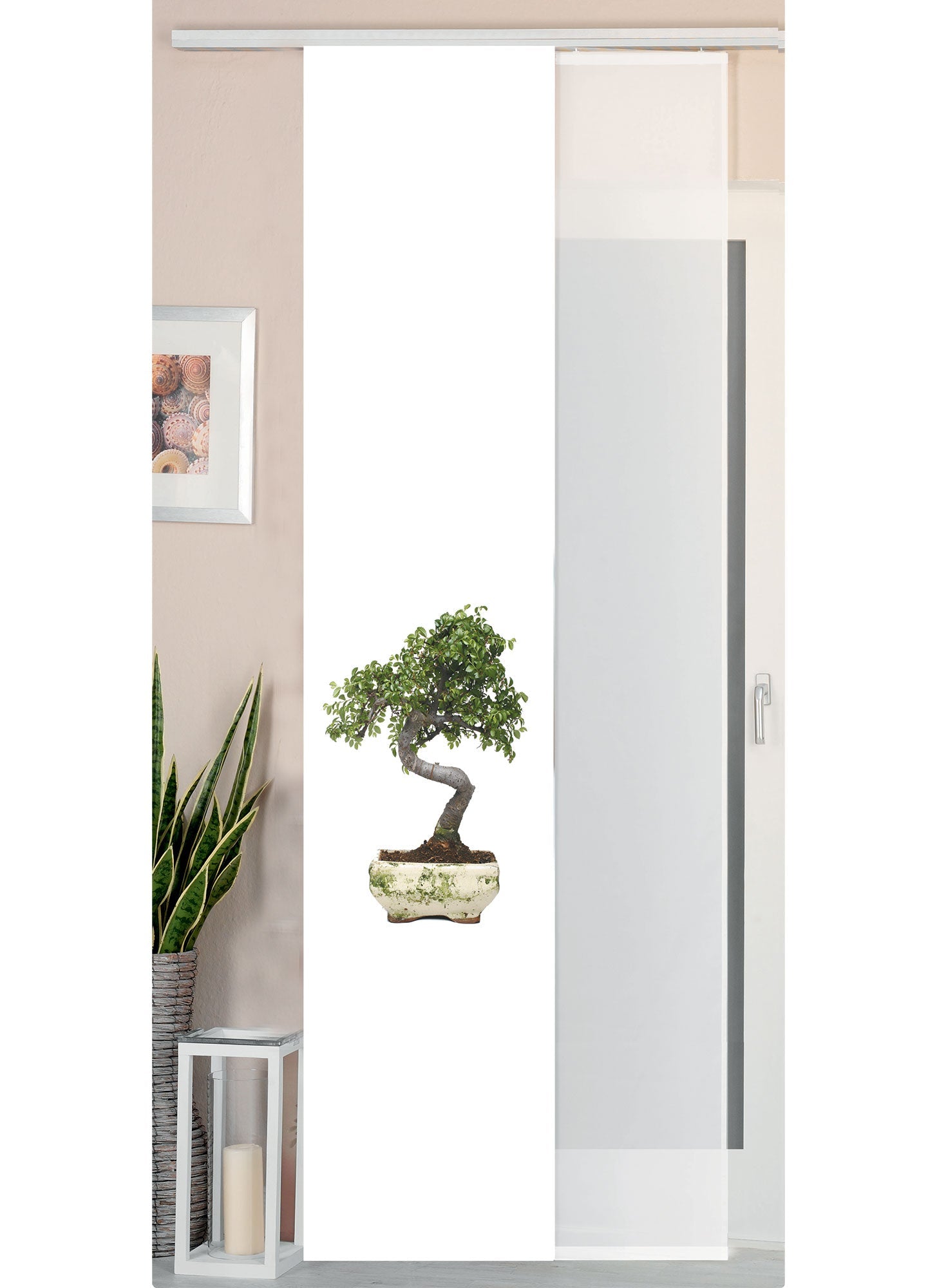 2er Set Schiebegardine Flächenvorhang Wildseide Optik und Voile Paneel 80400