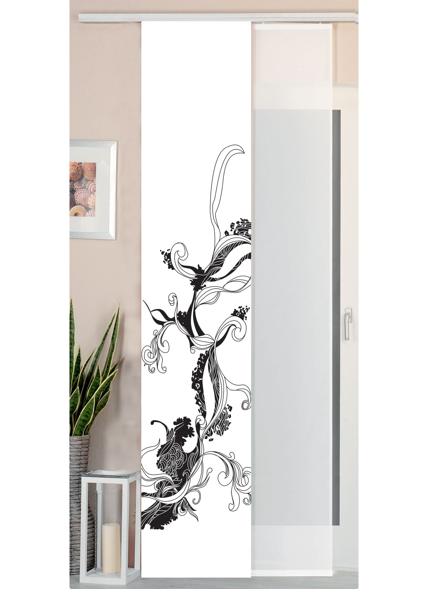 2er Set Schiebegardine Flächenvorhang Wildseide Optik und Voile Paneel 80400