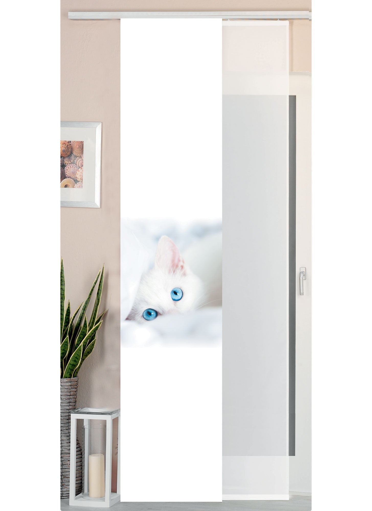 2er Set Schiebegardine Flächenvorhang Wildseide Optik und Voile Paneel 80400