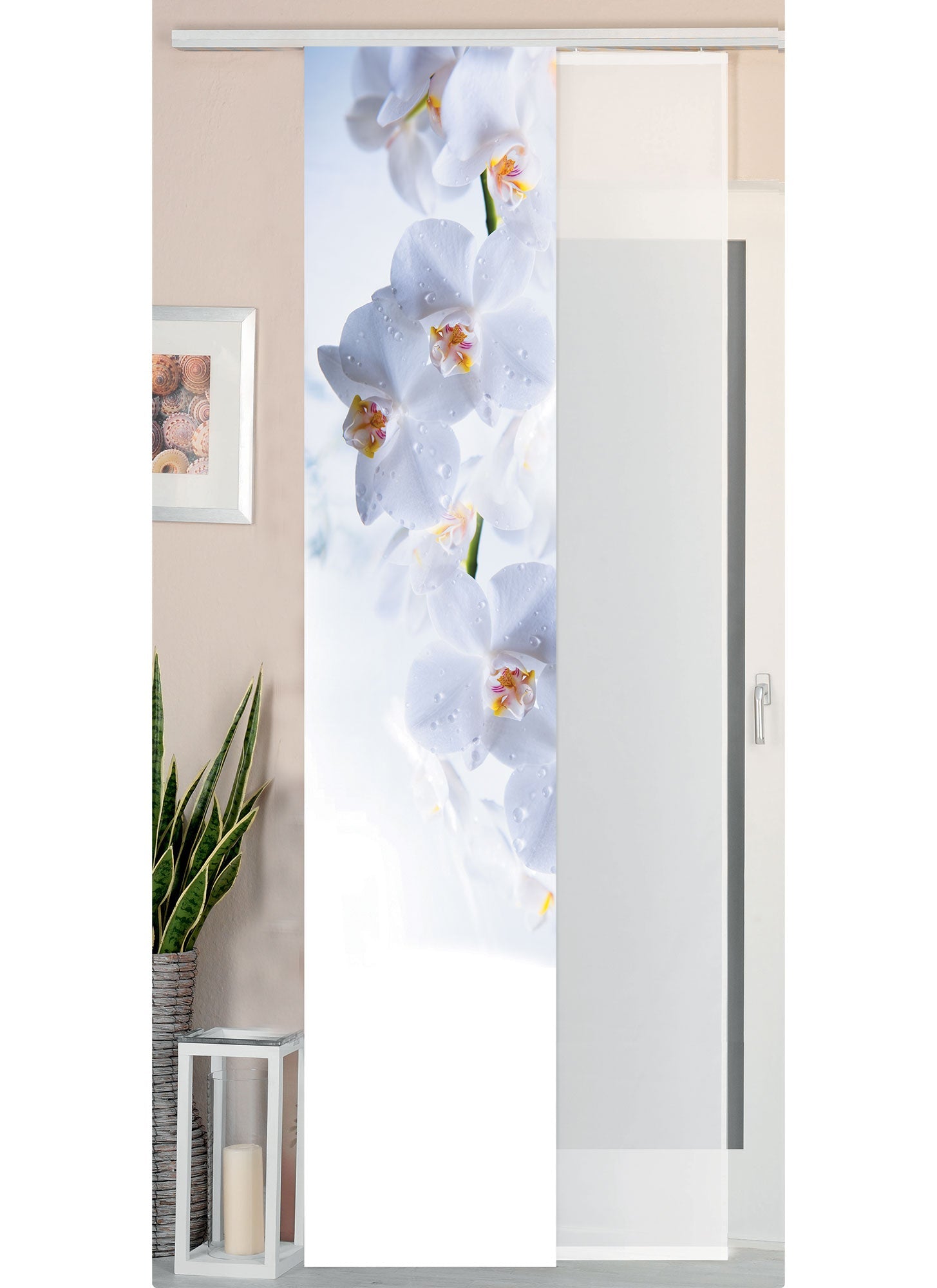 2er Set Schiebegardine Flächenvorhang Wildseide Optik und Voile Paneel 80400