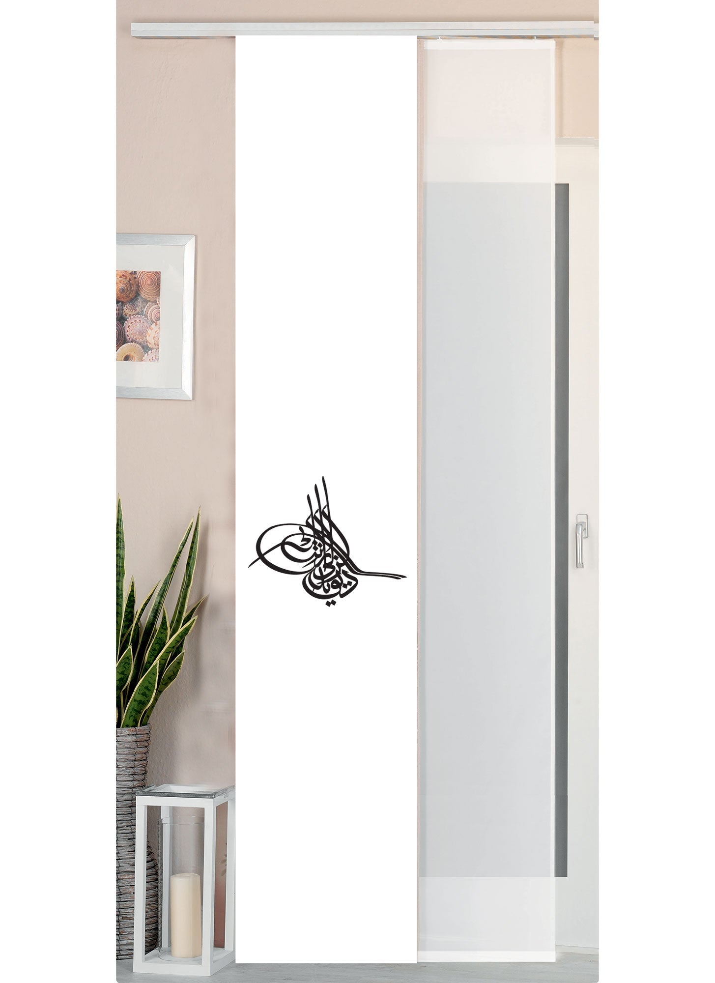2er Set Schiebegardine Flächenvorhang Wildseide Optik und Voile Paneel 80400