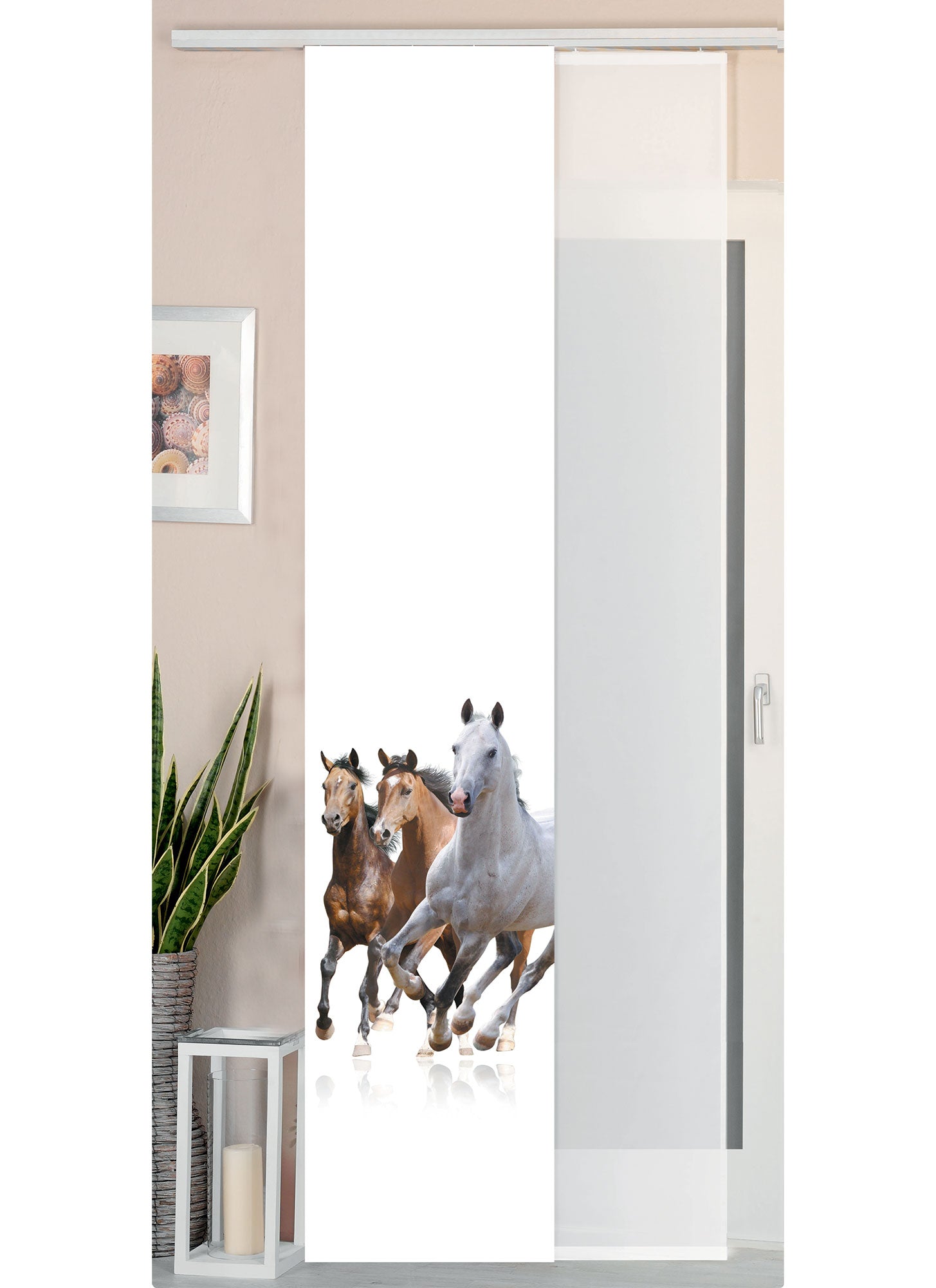 2er Set Schiebegardine Flächenvorhang Wildseide Optik und Voile Paneel 80400