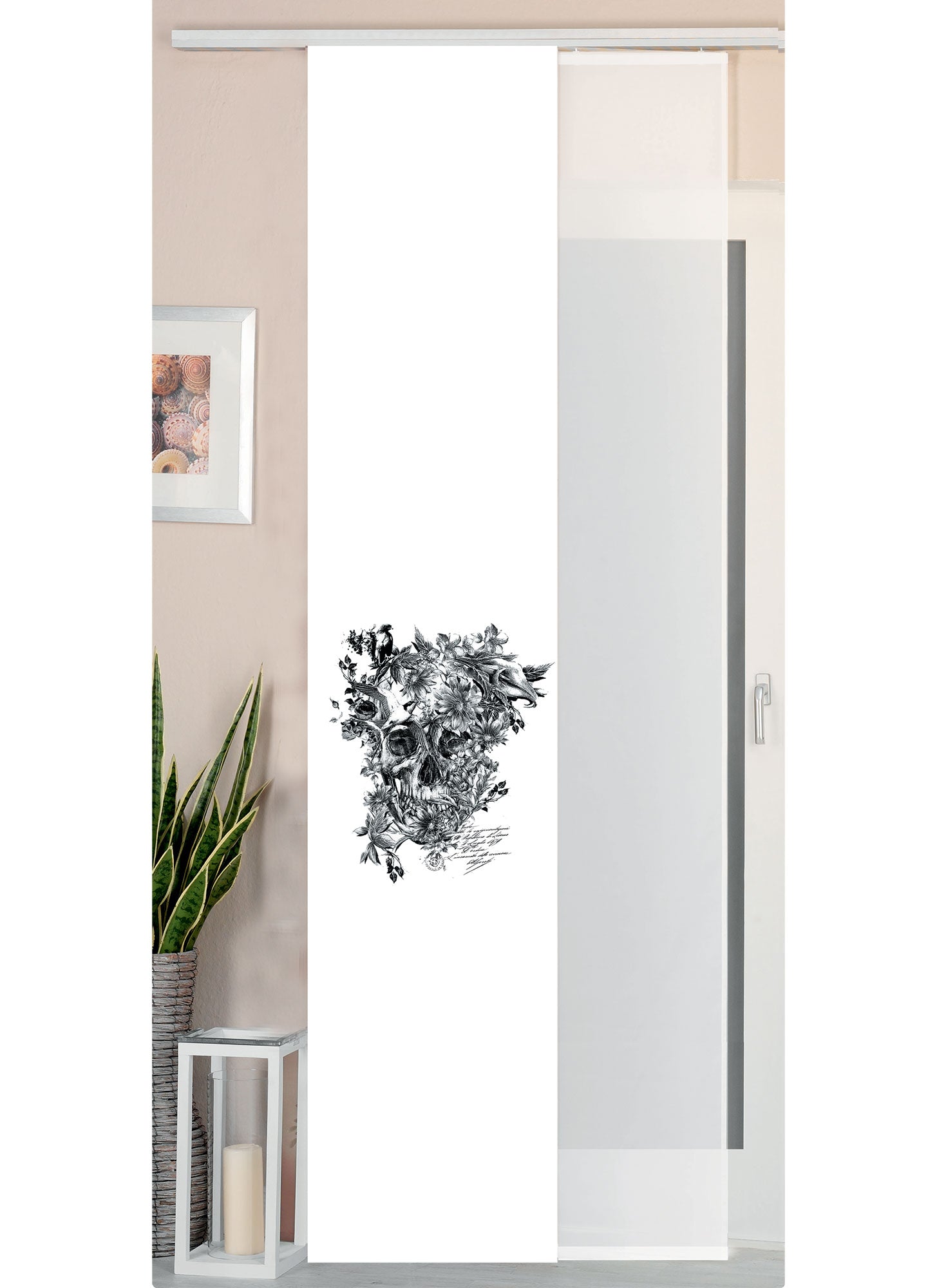 2er Set Schiebegardine Flächenvorhang Wildseide Optik und Voile Paneel 80400