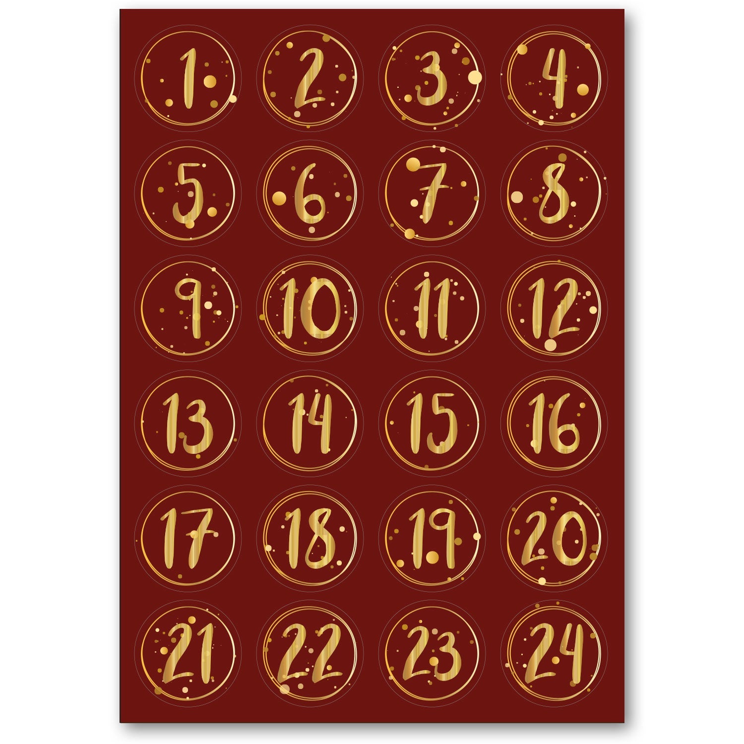 Adventskalender Zahlenaufkleber zum basteln mit bunten Zahlen für Weihnachten zum Selbstgestalten