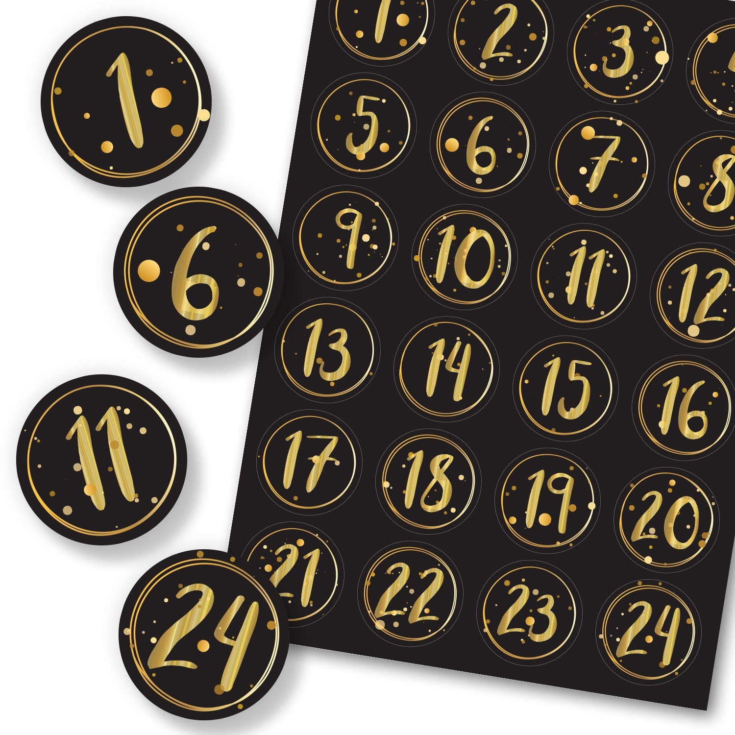 Adventskalender Zahlenaufkleber zum basteln mit bunten Zahlen für Weihnachten zum Selbstgestalten