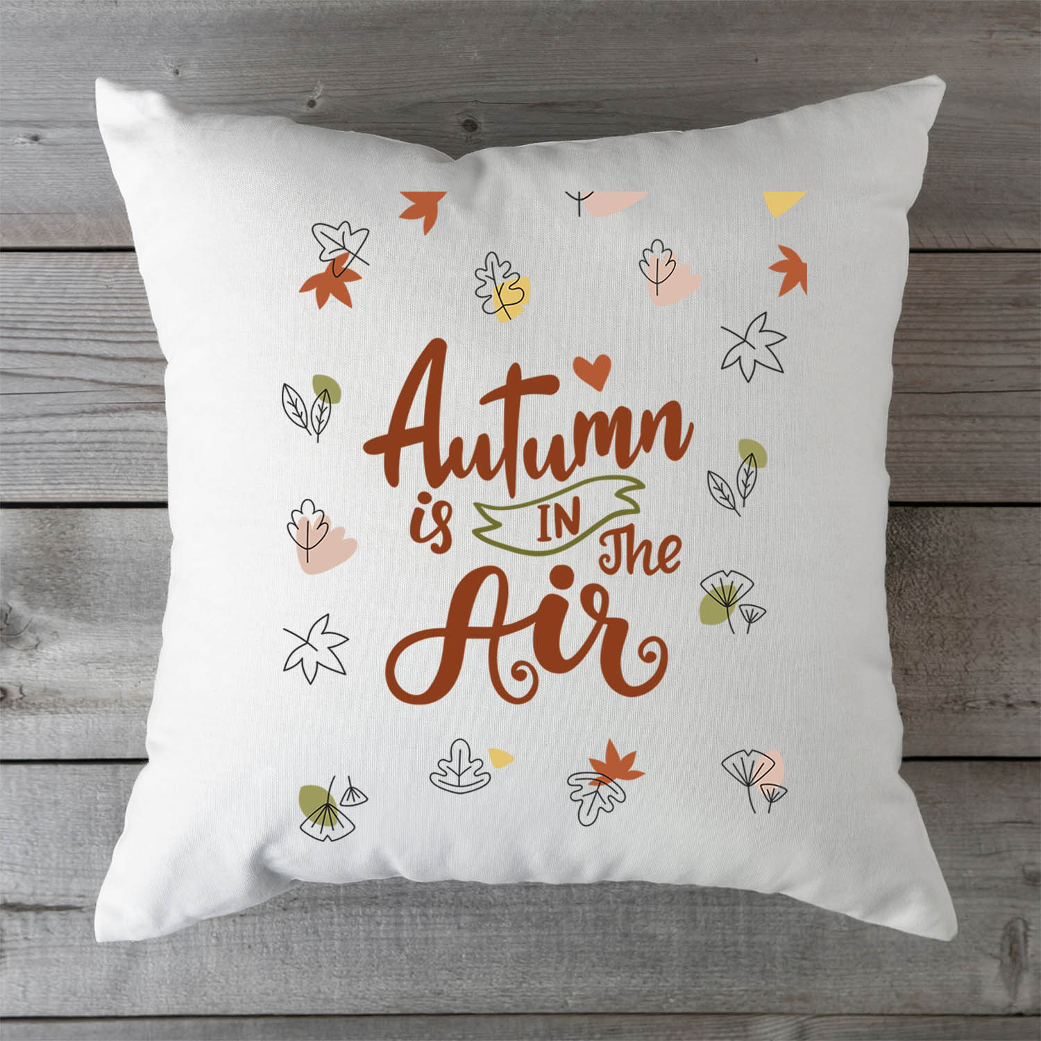 Bedrucktes Kissen mit Spruch Autumn is in the air