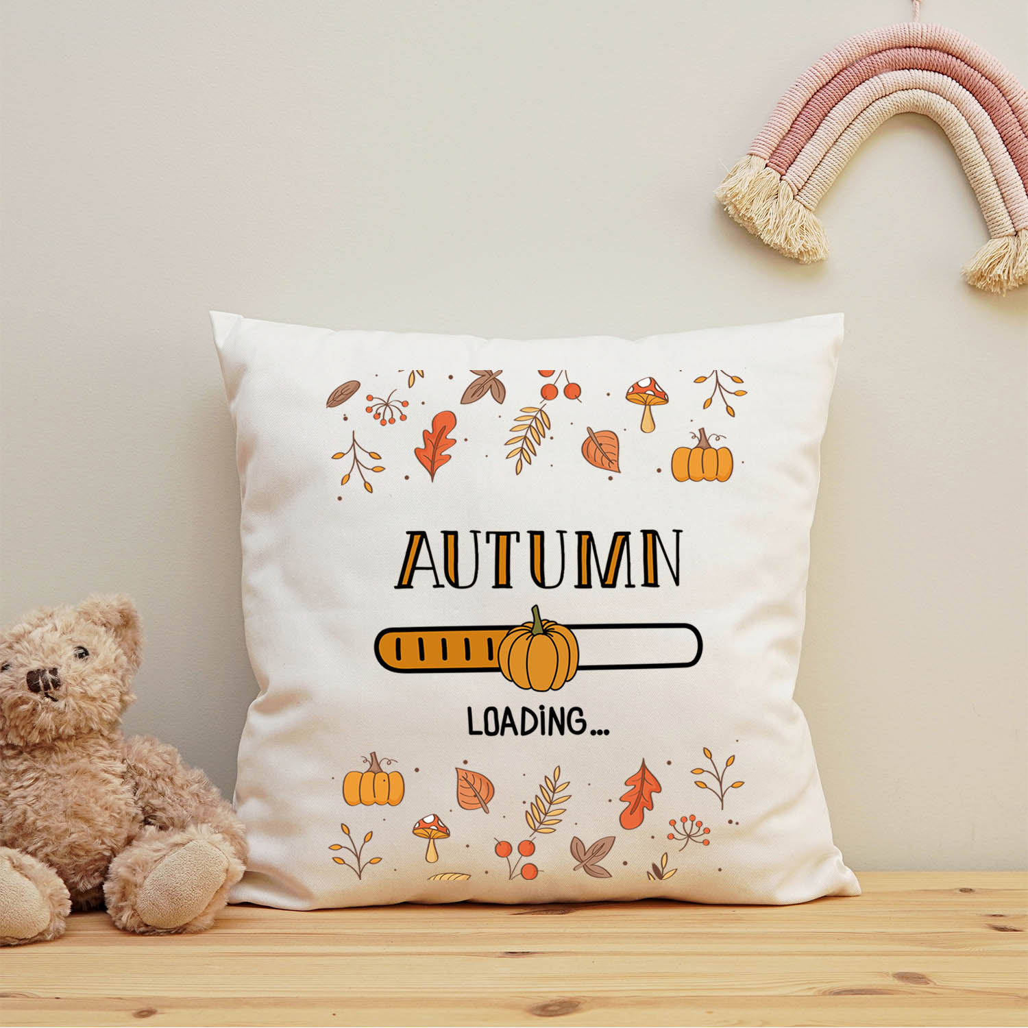 Bedrucktes Kissen mit Spruch Autumn loading
