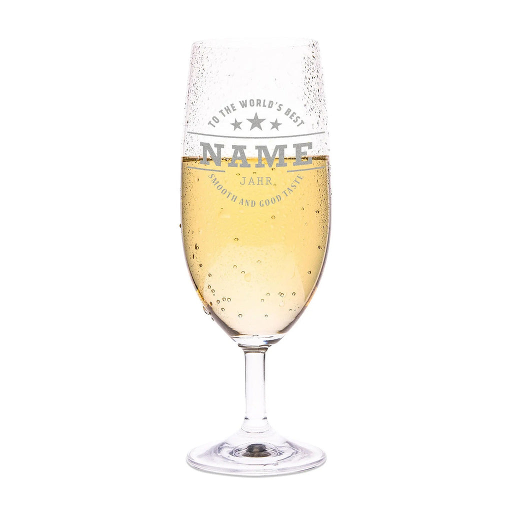 Leonardo Bierglas mit Gravur "To the world's best"