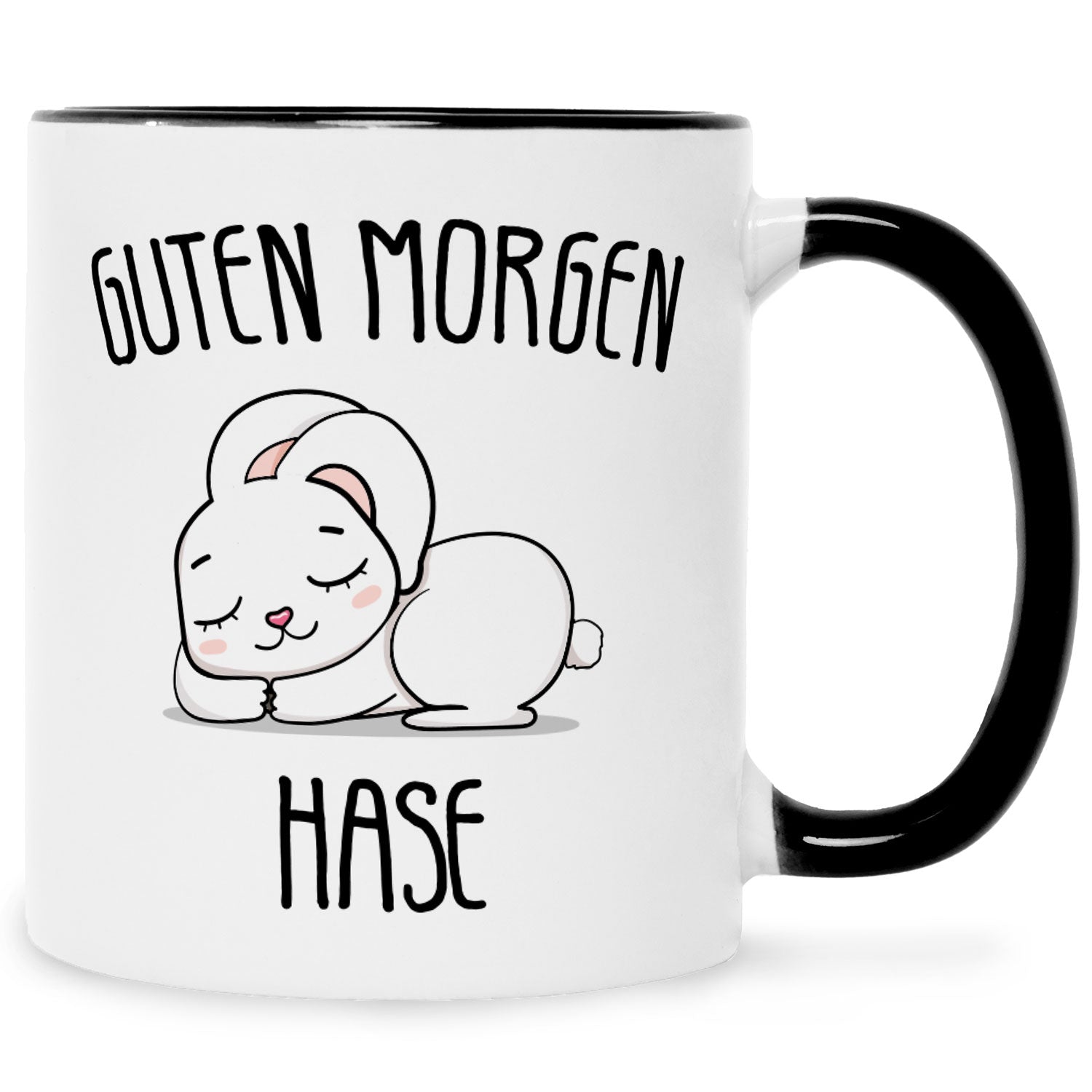 Bedruckte Tasse mit Spruch Guten Morgen Hase