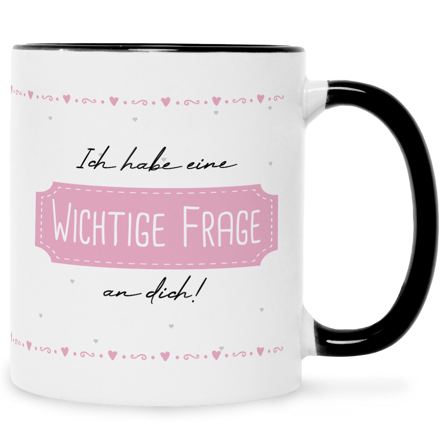 Bedruckte Tasse mit Spruch Ich habe eine wichtige Frage an dich! Patentante/Patenonkel