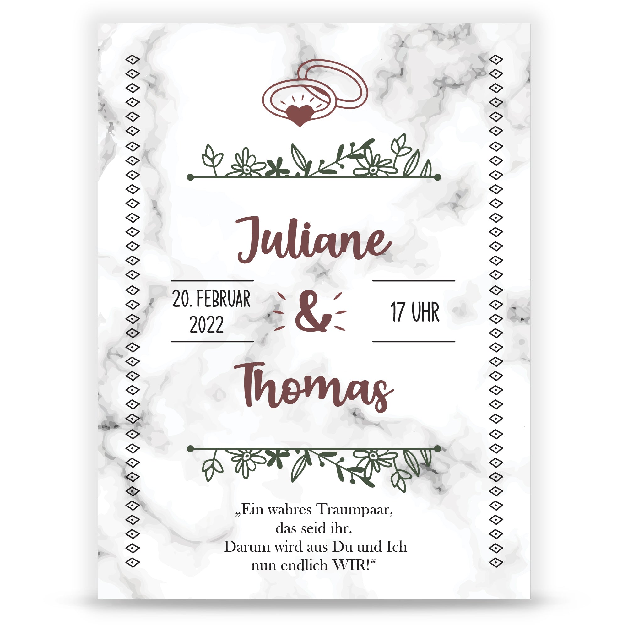 Hochzeitseinladungskarte im Marble White Design