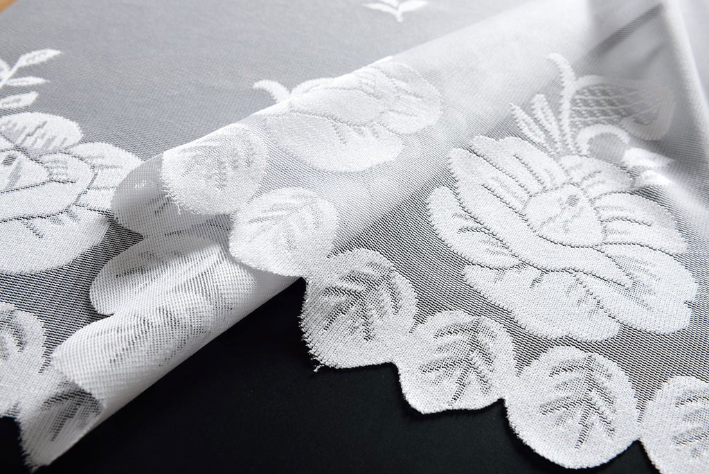 Bogenstore Gardine Jacquard »Rosendahl«, Blumenmuster Weiß Kräuselband Universalband Faltenband Store 13140