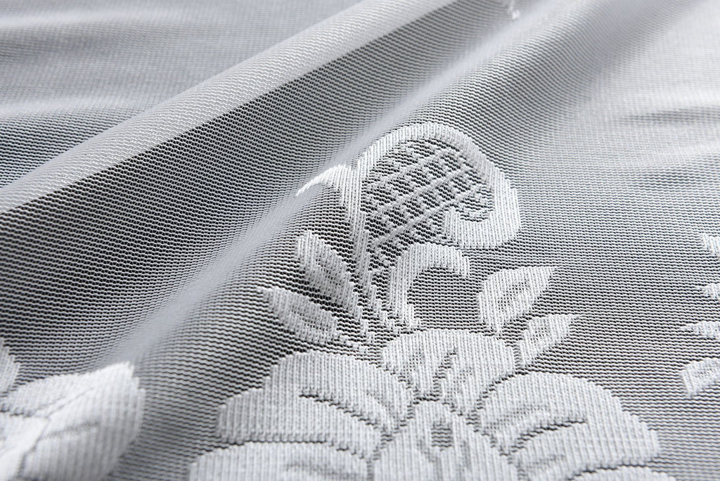 Bogenstore Gardine Jacquard »Rosendahl«, Blumenmuster Weiß Kräuselband Universalband Faltenband Store 13140