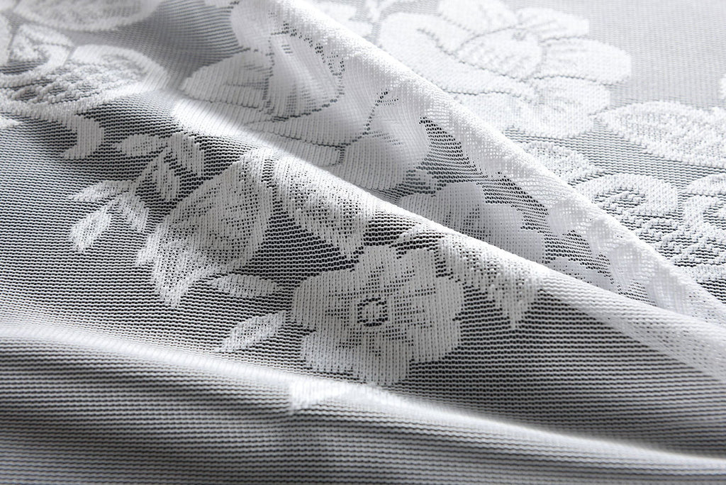 Bogenstore Gardine Jacquard »Rosendahl«, Blumenmuster Weiß Kräuselband Universalband Faltenband Store 13140