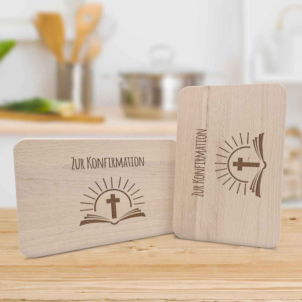 Frühstücksbrettchen mit Gravur "Konfirmation Bibel"