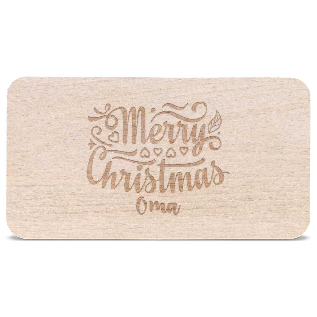 Frühstücksbrettchen aus Holz mit Gravur - Merry Christmas Oma - Weihnachtsdeko