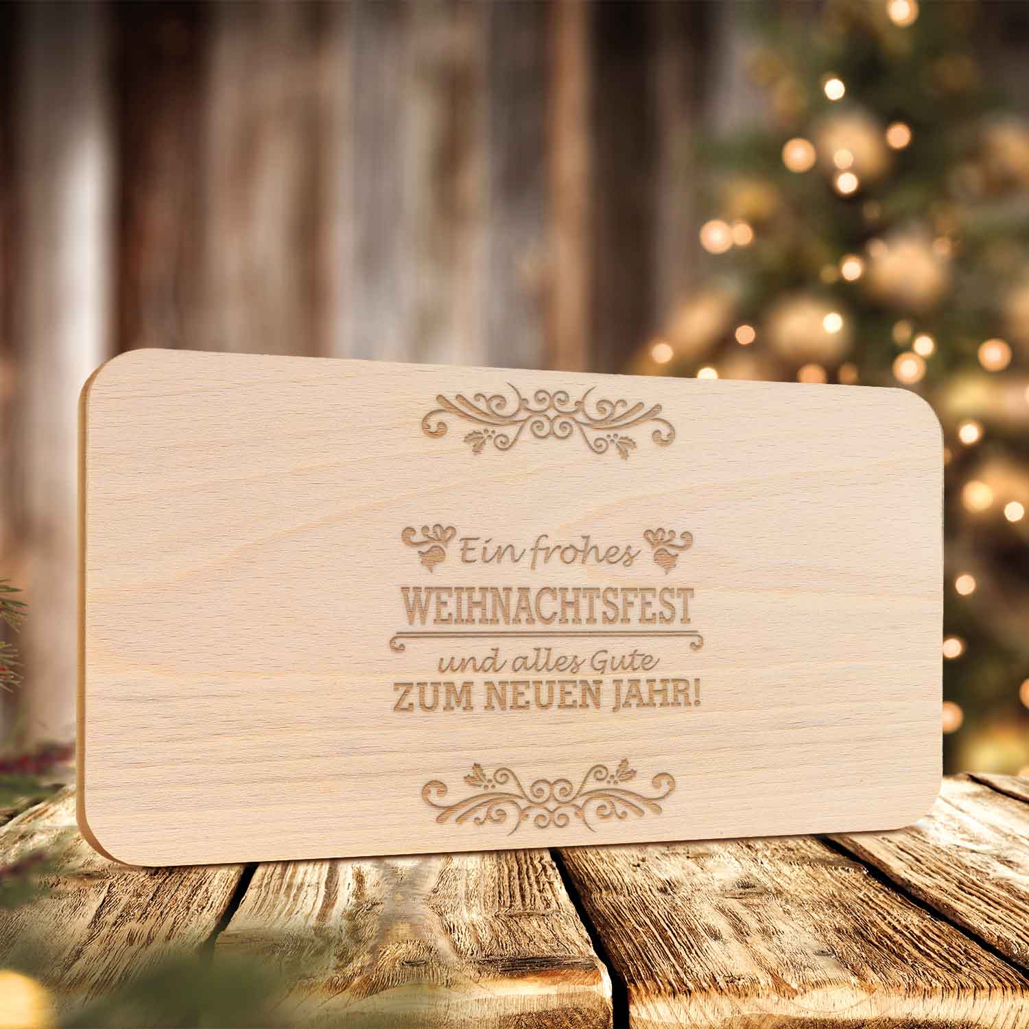 Frühstücksbrettchen aus Holz mit Gravur - Ein frohes Weihnachtsfest - Weihnachtsdeko