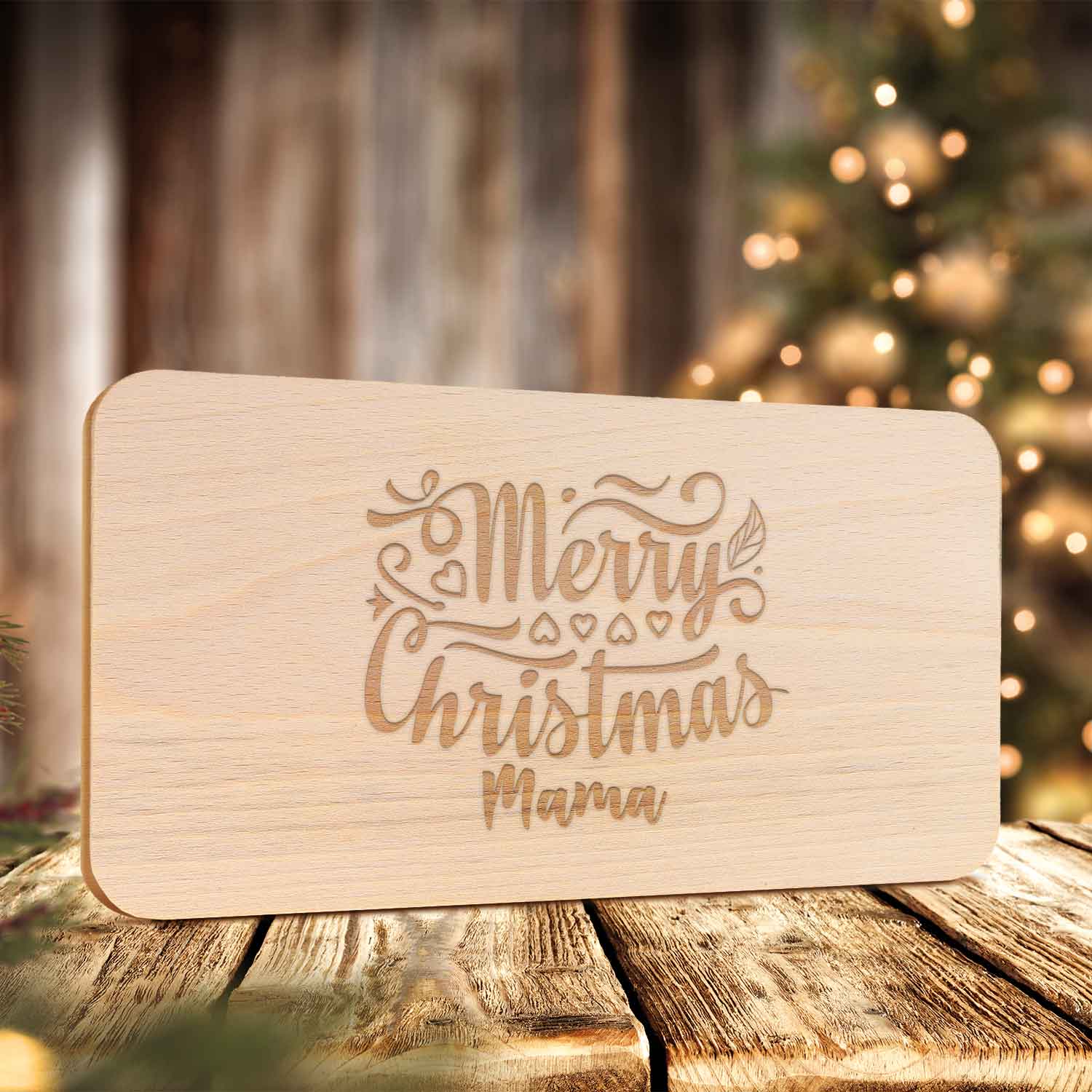 Frühstücksbrettchen aus Holz mit Gravur - Merry Christmas Mama - Weihnachtsdeko