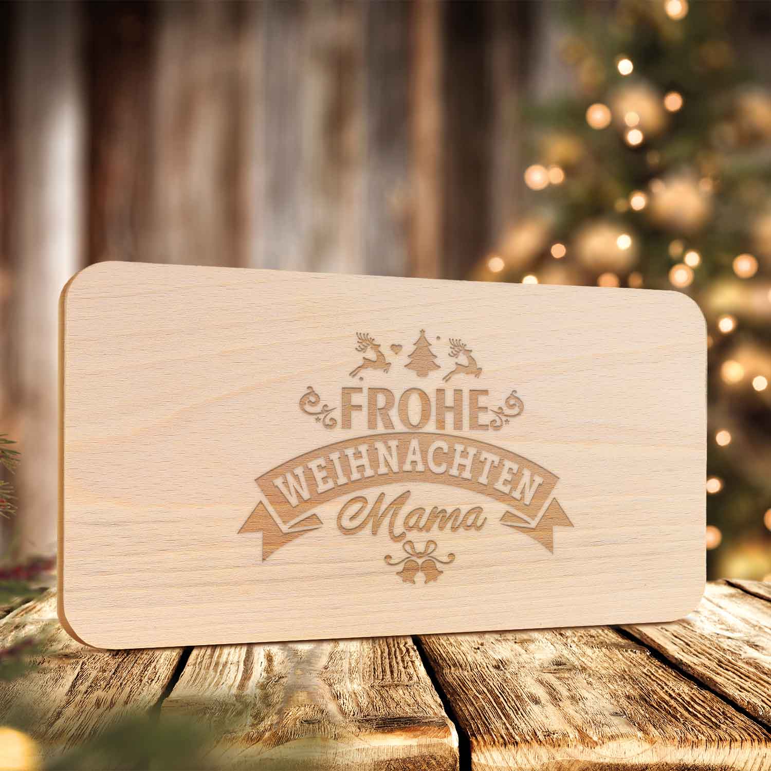 Frühstücksbrettchen aus Holz mit Gravur - Frohe Weihnachten Mama - Weihnachtsdeko
