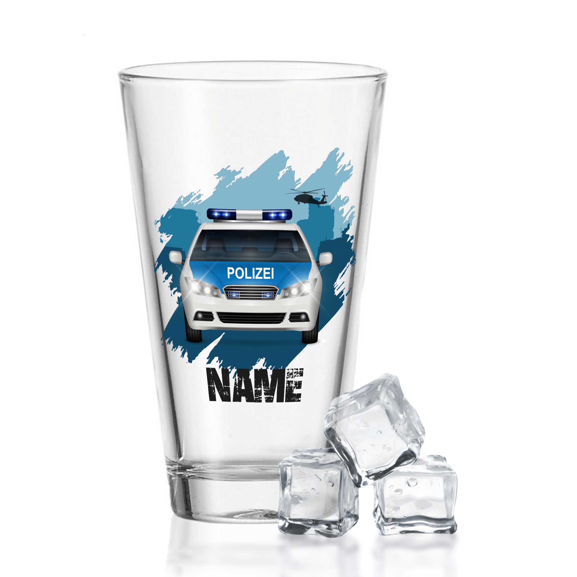 Leonardo Wasserglas mit UV-Druck "Polizei" mit Wunschname - Für Kinder