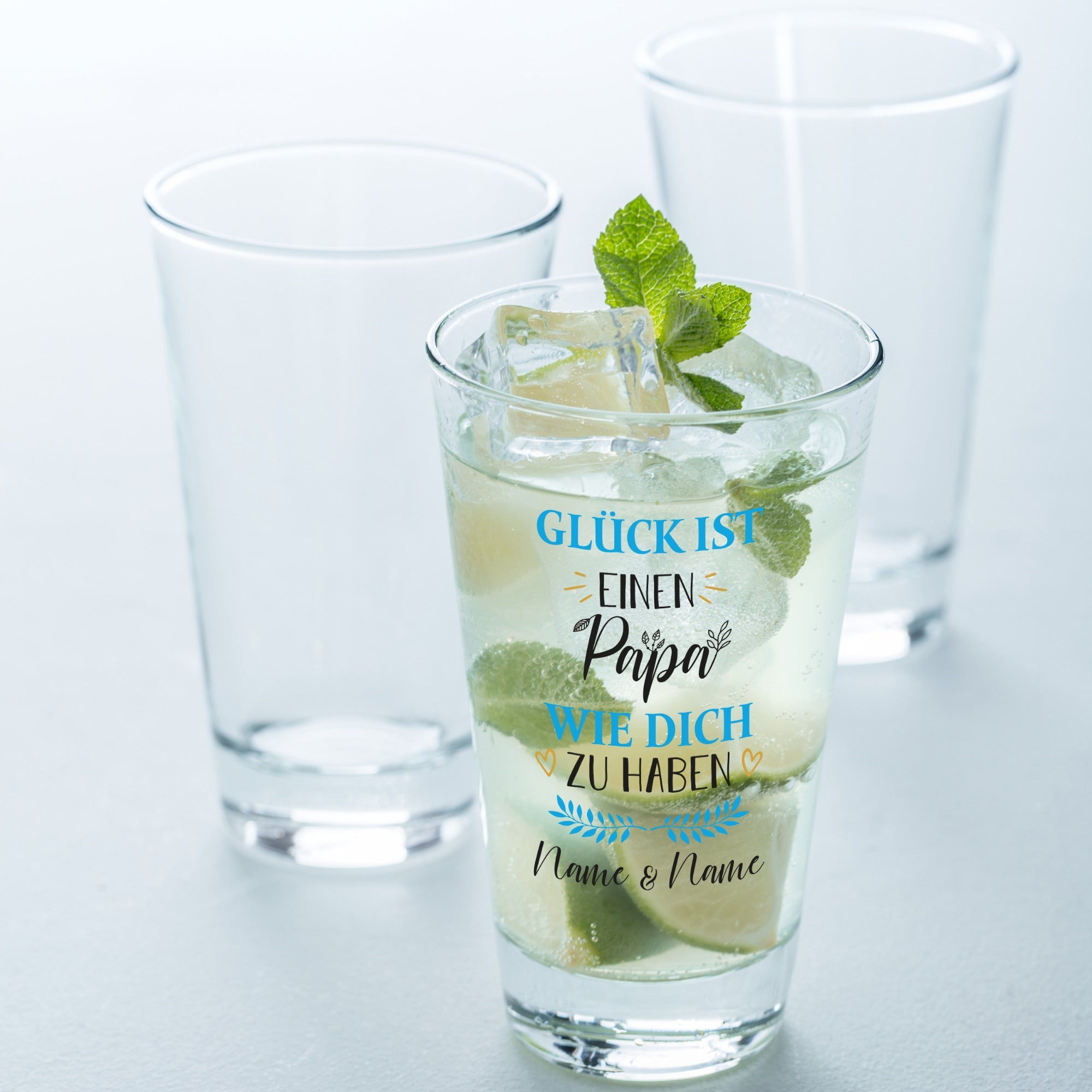 Leonardo Wasserglas mit UV-Druck "Glück ist einen Papa" mit Namen