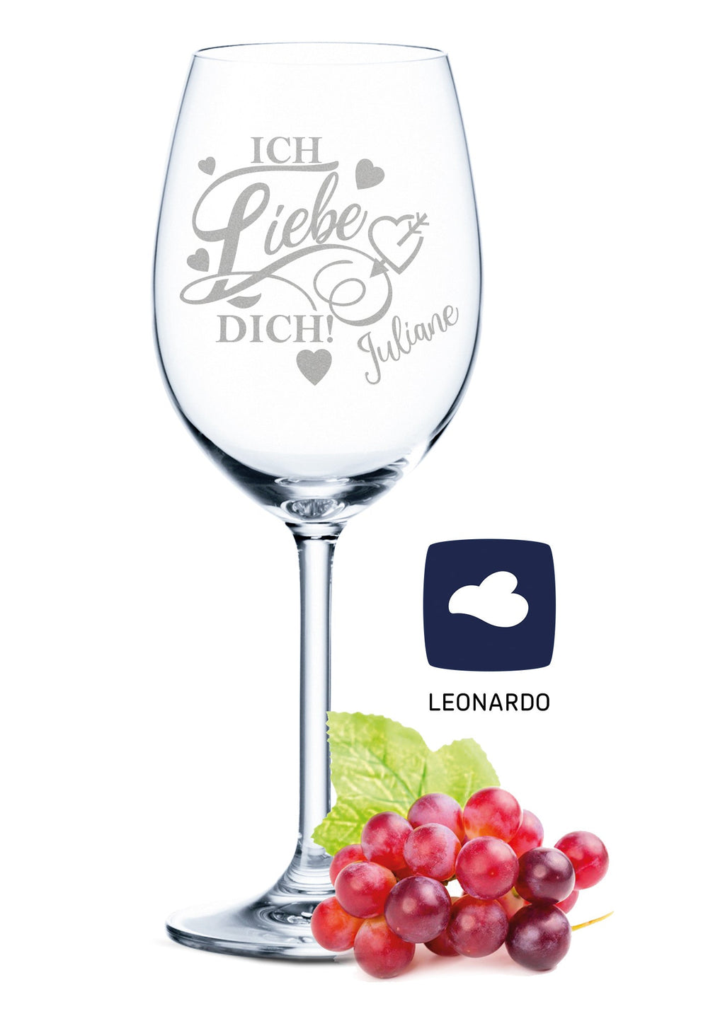 Leonardo Weinglas mit Gravur "Ich Liebe Dich" mit Name